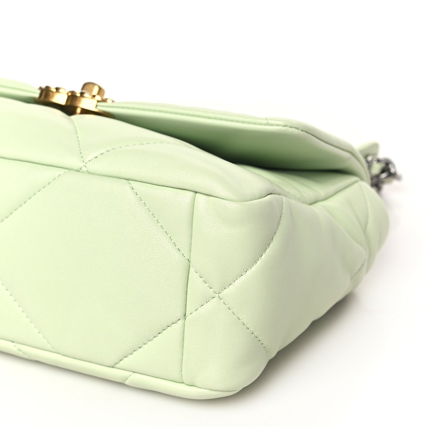 Lambskin Quilted Medium Chanel 19 Flap Light Green