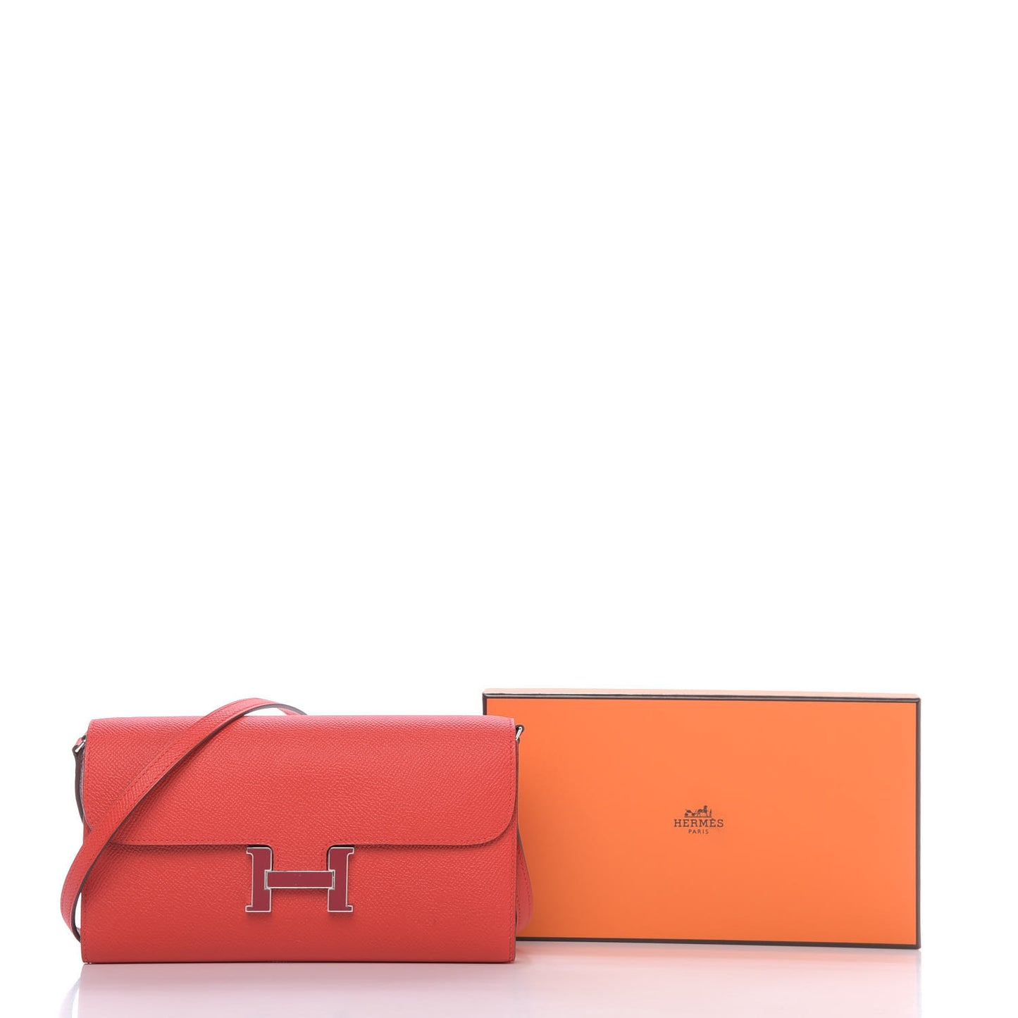 Epsom Enamel Constance Wallet To Go Rouge De Coeur Rubis