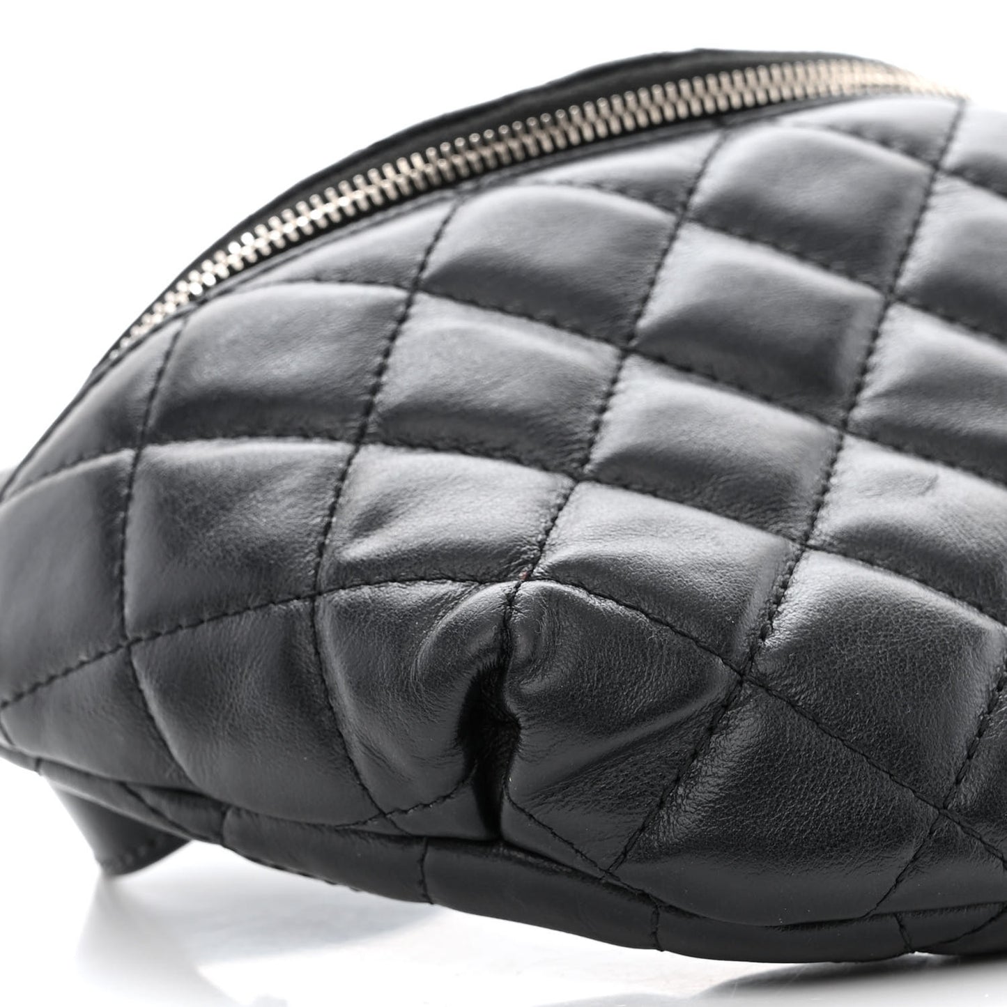 Calfskin Quilted Waist Belt Bag Black