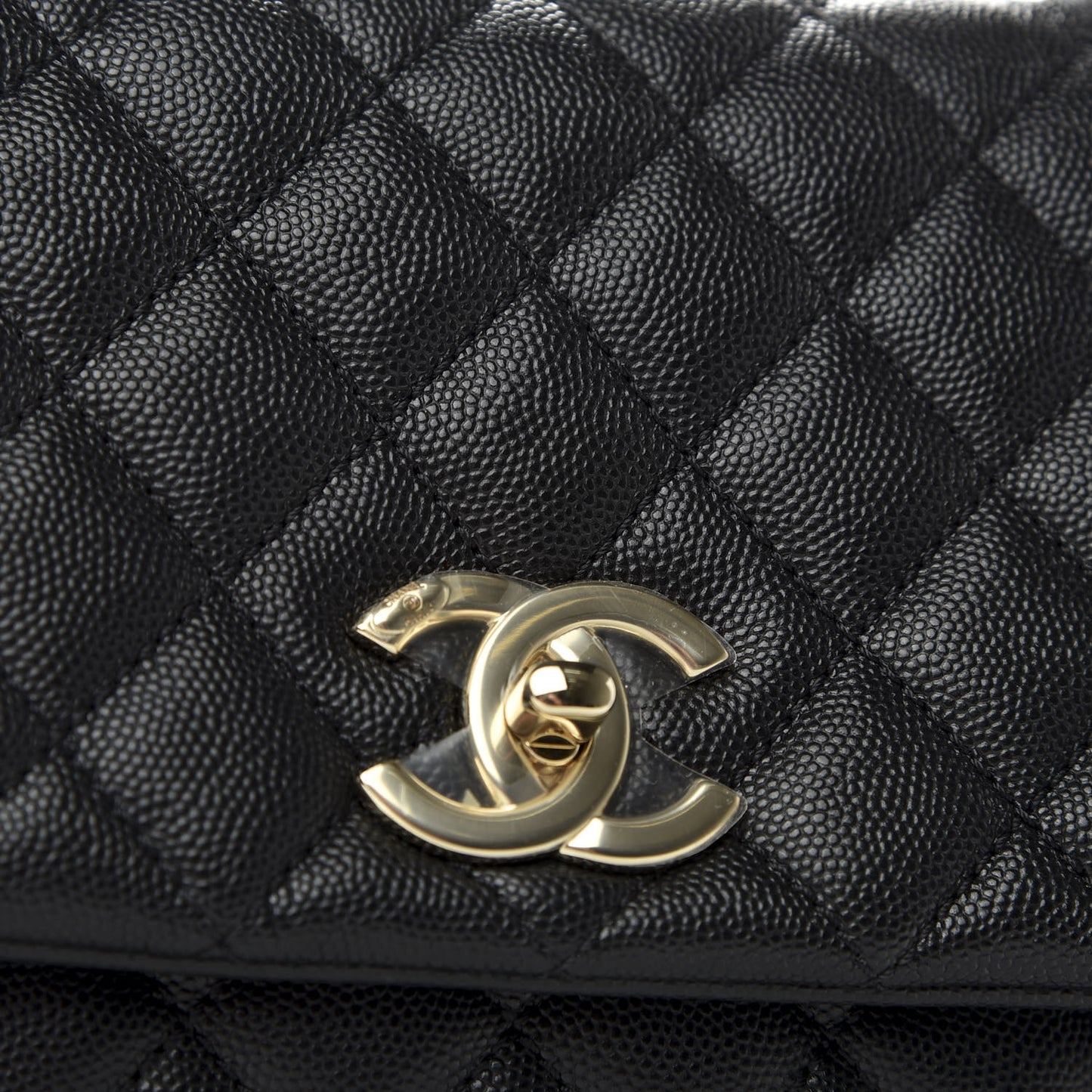 Caviar Quilted Small Coco Handle Flap Black