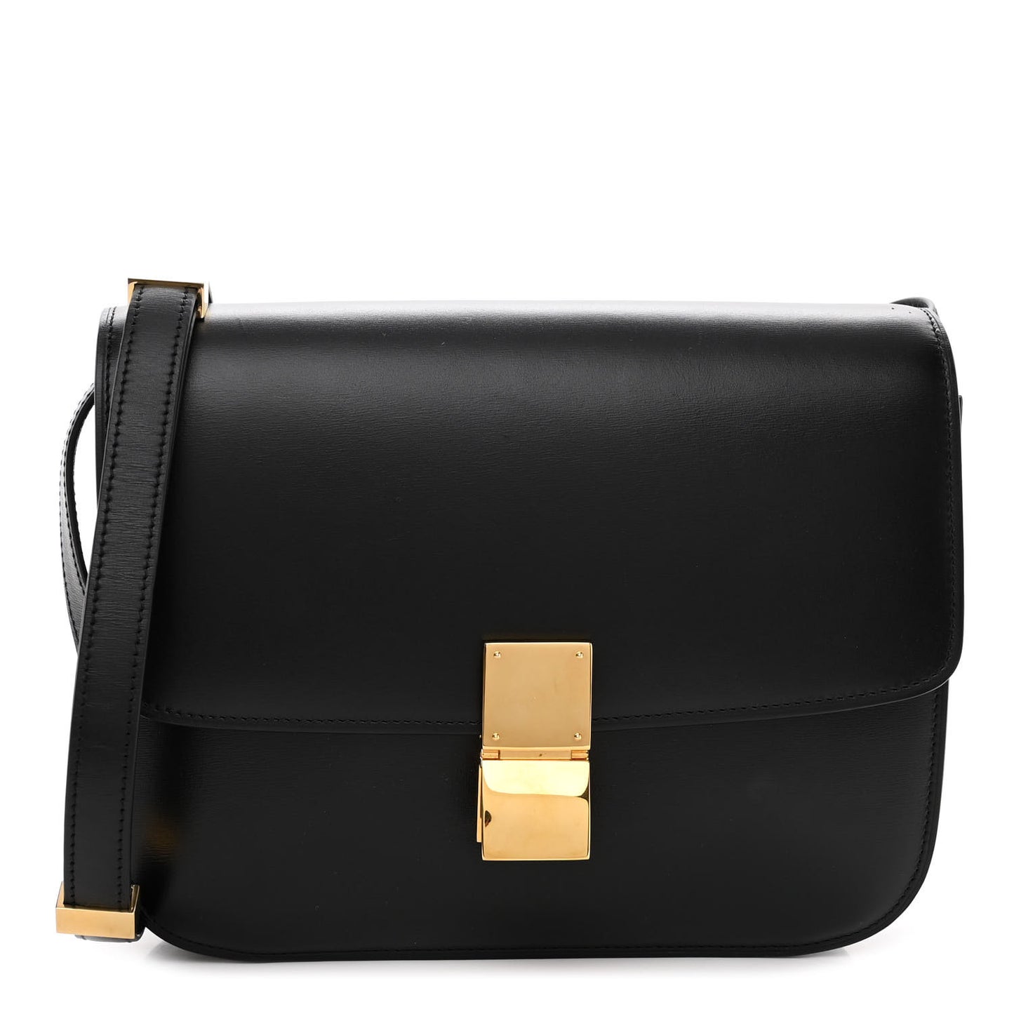 Box Calfskin Medium Classic Box Flap Bag Black