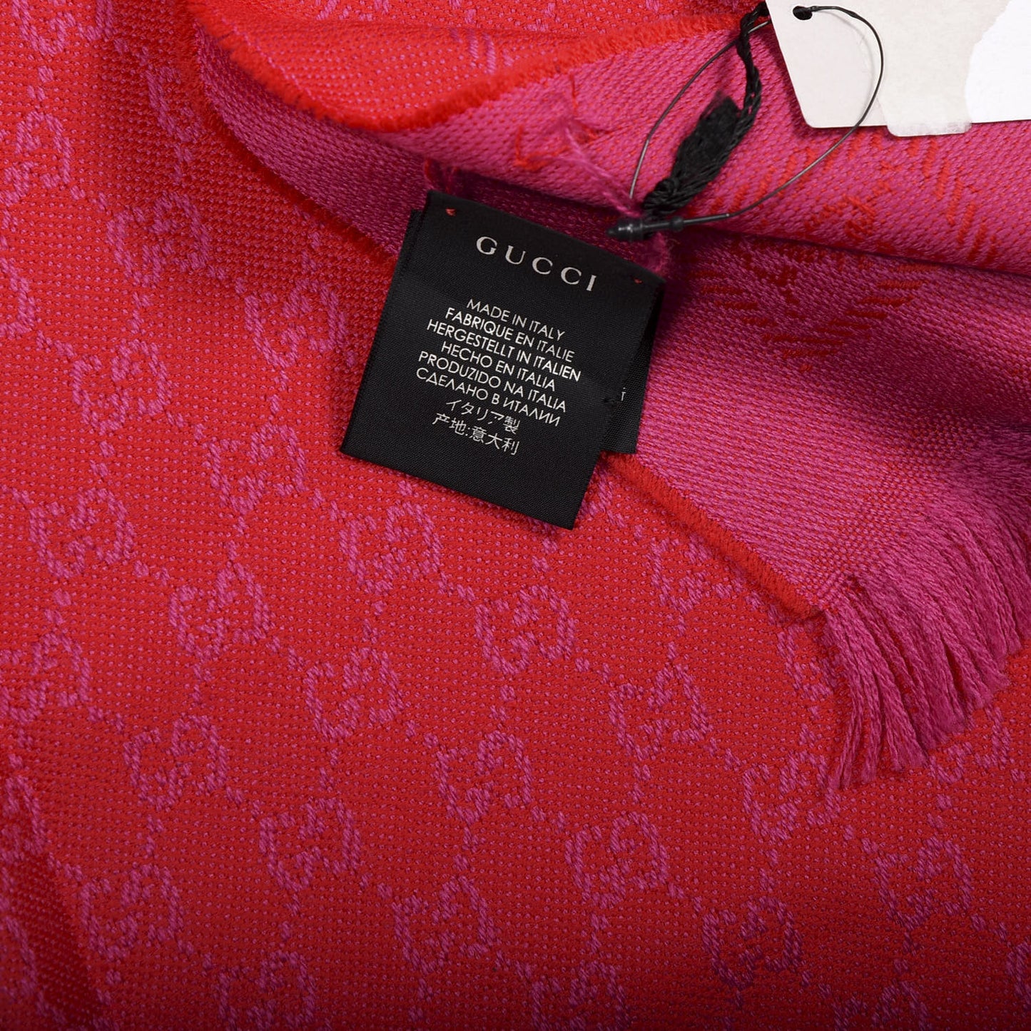 Wool Silk Jacquard GG Monogram Stenix Scarf Red Pink Red