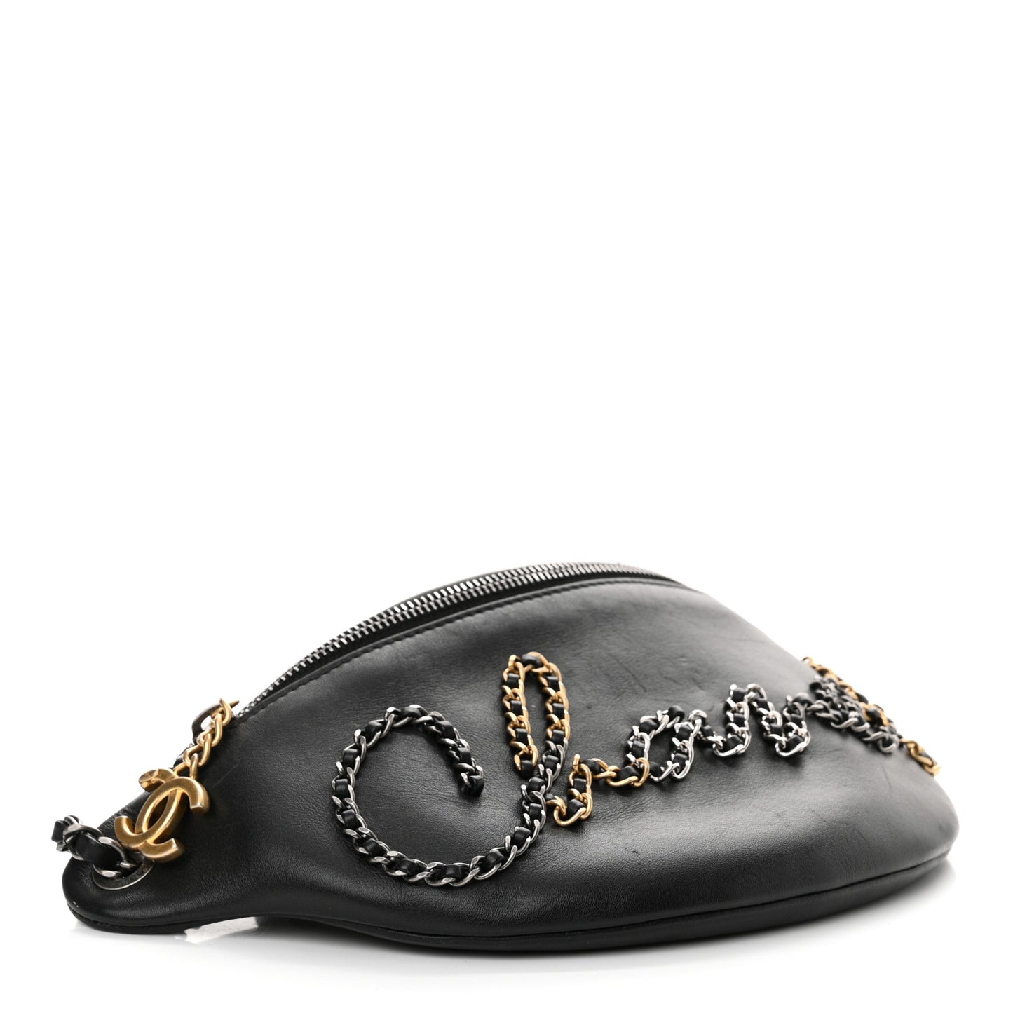 Calfskin Chain 20s Signe Waist Bag Black
