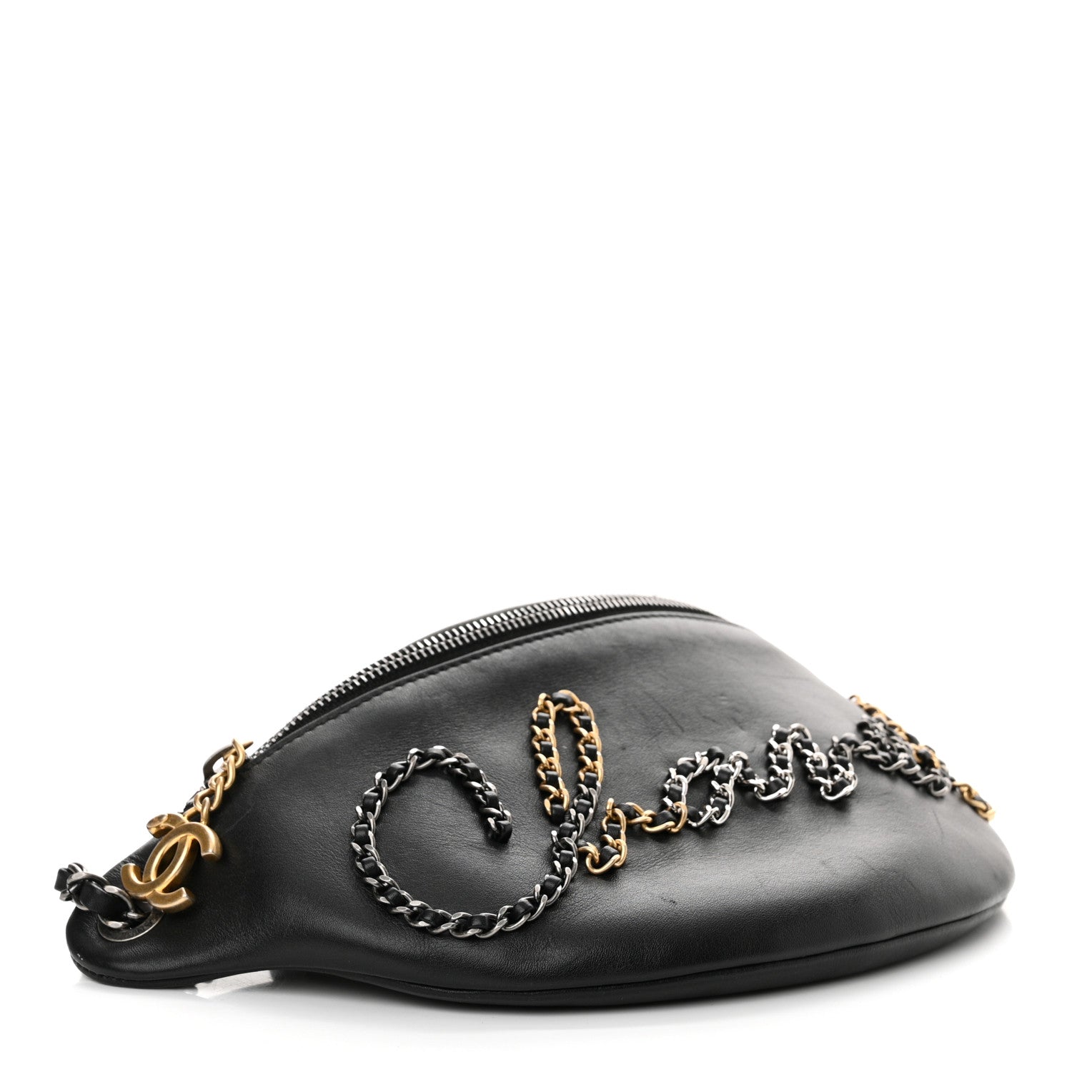 Chanel Calfskin Chain 20s Signe Waist Bag Black 4 of 15