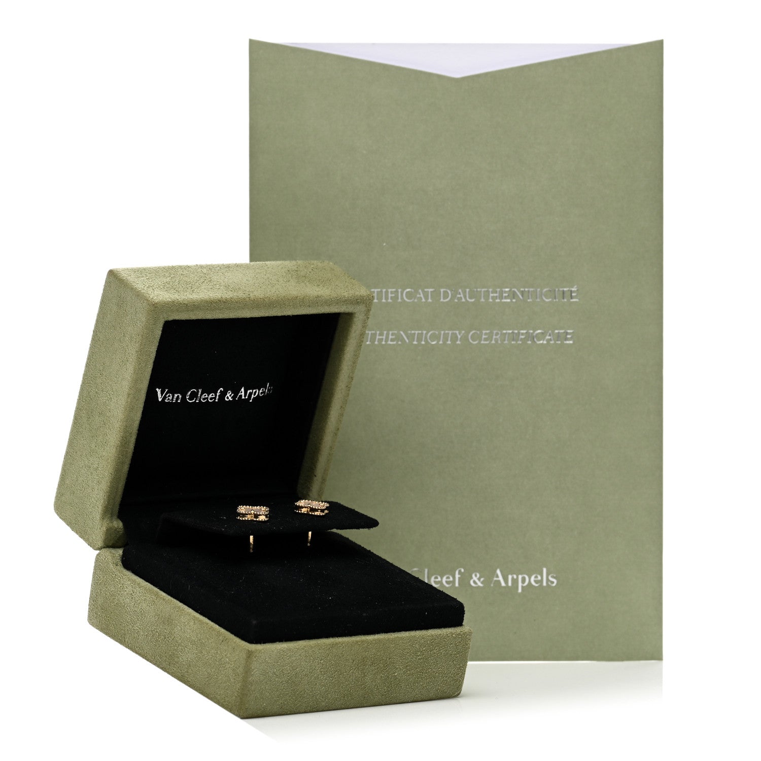 Van Cleef & Arpels 18K Yellow Gold Mother of Pearl Sweet Alhambra Earrings 5 of 5