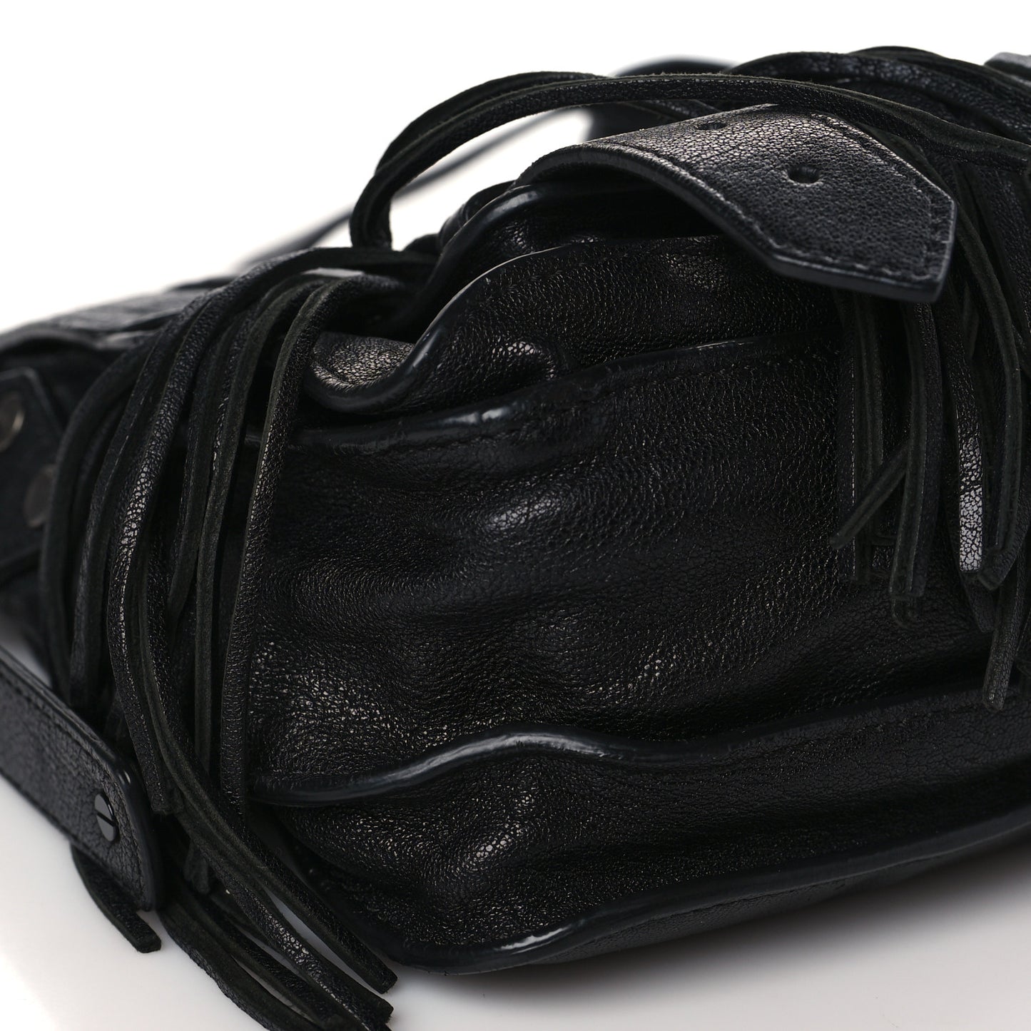 Lambskin Fringe PS1 Crossbody Pouch Black
