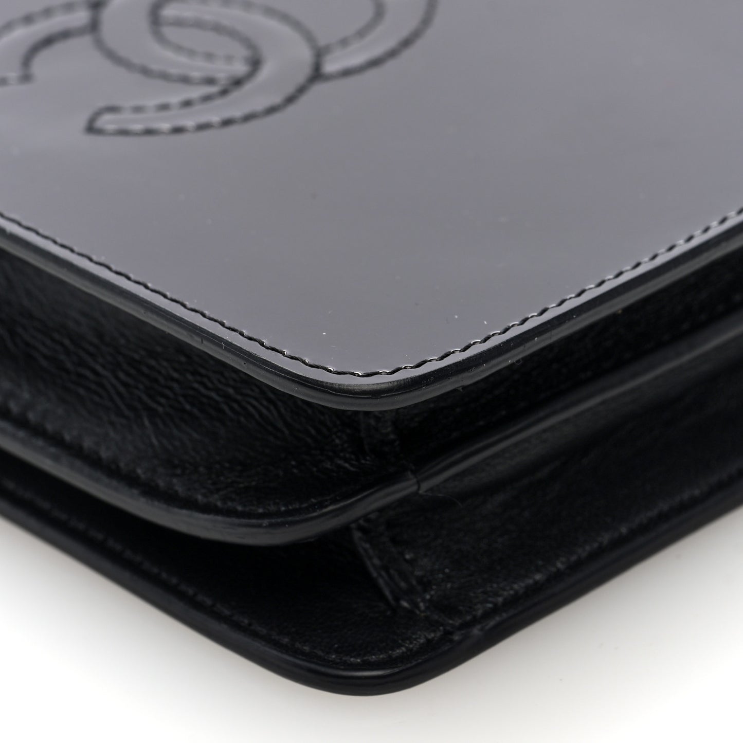 Patent CC Phone Holder Crossbody Black