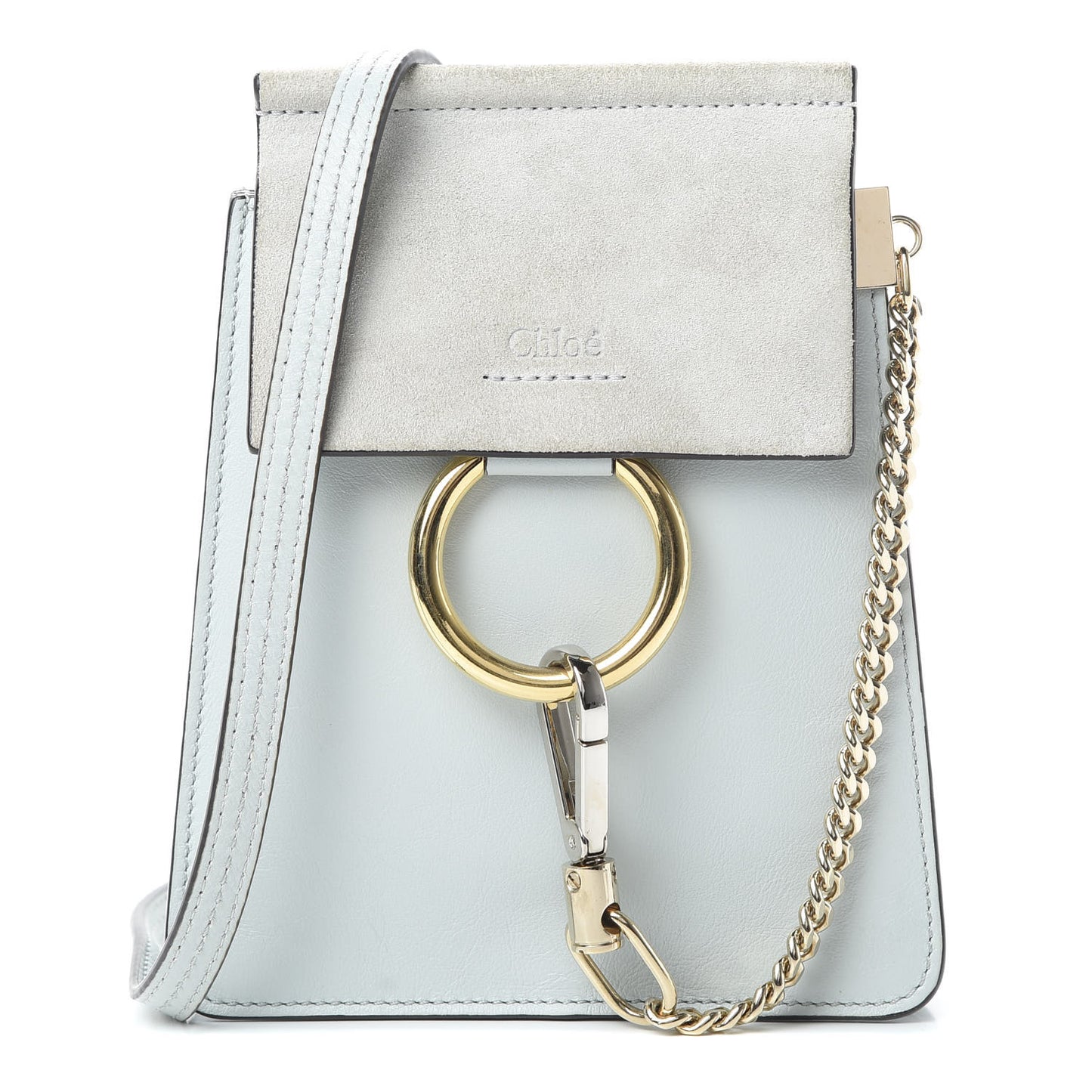 Suede Calfskin Mini Faye Bracelet Bag Airy Grey