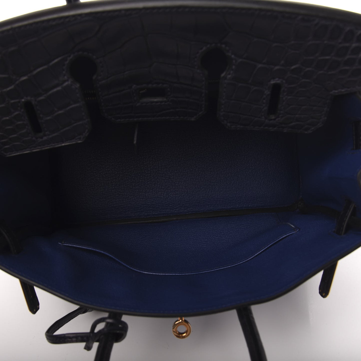 Taurillon Novillo Matte Alligator Birkin Touch 25 Bleu Saphir Marine