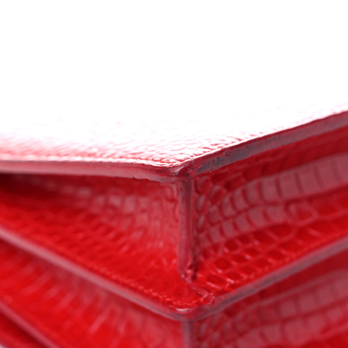 Calfskin Crocodile Embossed Medium Monogram Sunset Rouge Eros