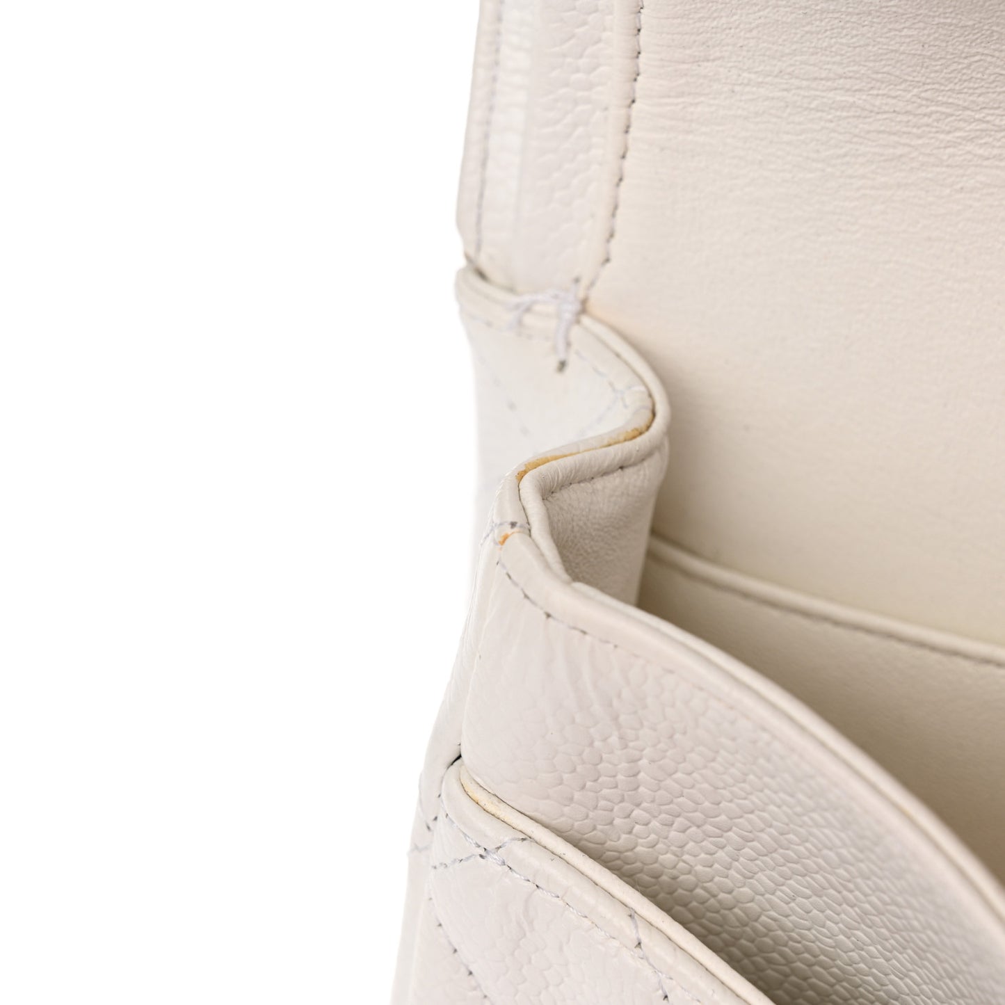 Caviar Quilted Medium Double Flap White