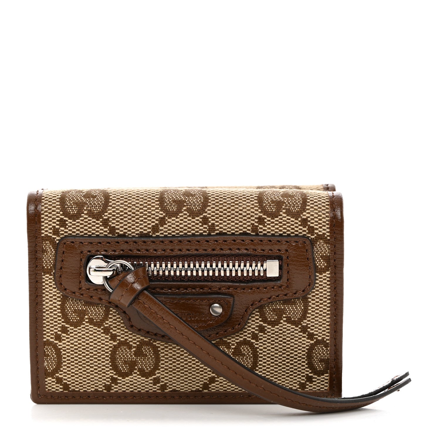 Balenciaga X GUCCI GG Monogram Azalea Calfskin Neo Classic Wallet Beige Ebony Brown Sugar 1 of 8