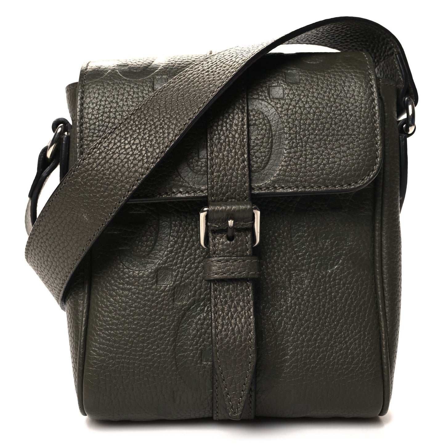Piuma Calfskin Jumbo GG Embossed Small Messenger Bag Dark Green