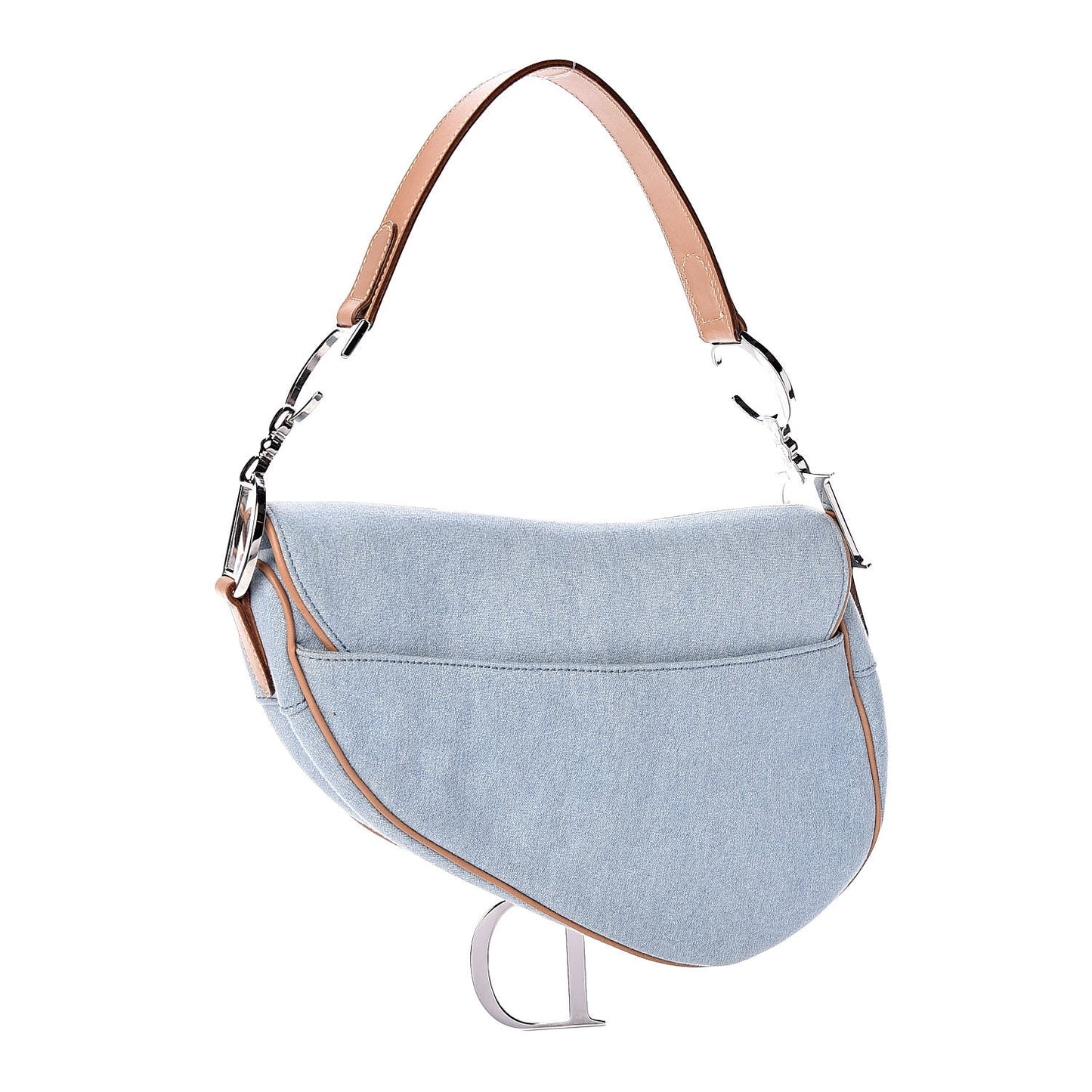 Denim Calfskin Saddle Bag Light Blue