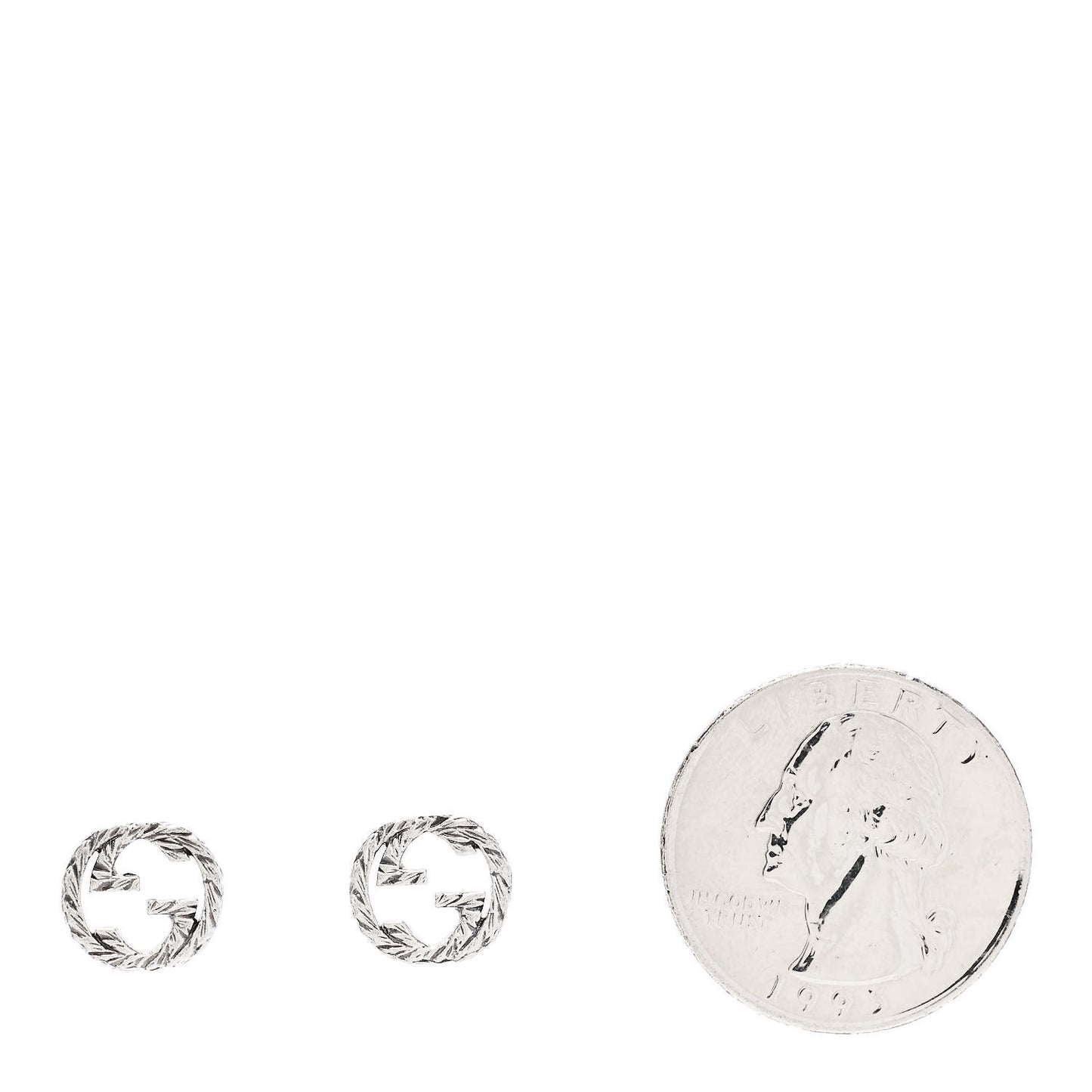 Sterling Silver Textured Interlocking G Stud Earrings