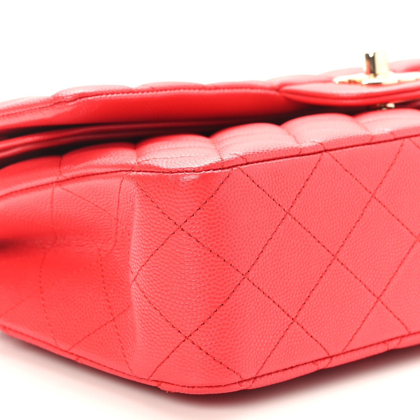 Caviar Quilted Medium Double Flap Red