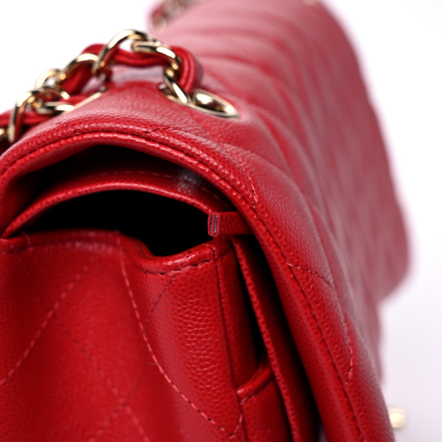 Chanel Caviar Quilted Jumbo Double Flap Red 11 of 11