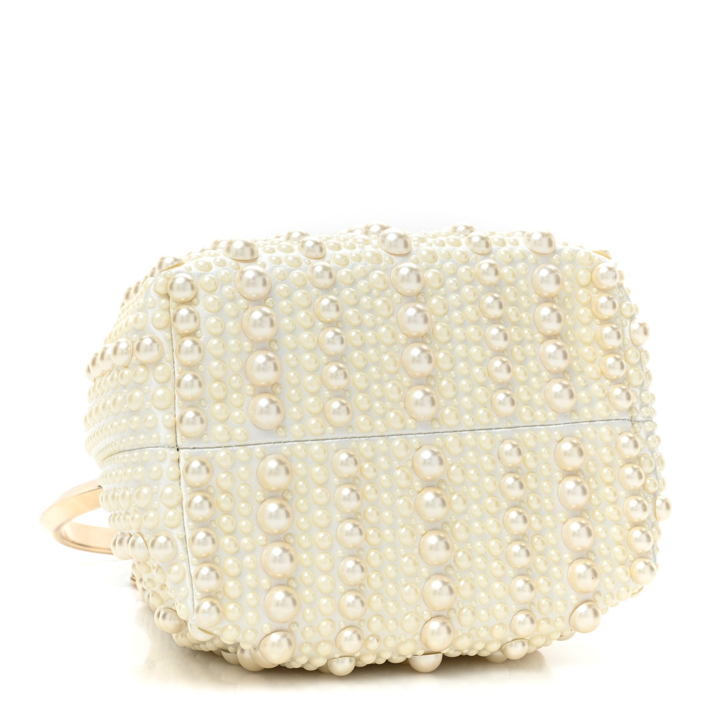 Satin Pearl Embellished Bon Bon Bag Ivory