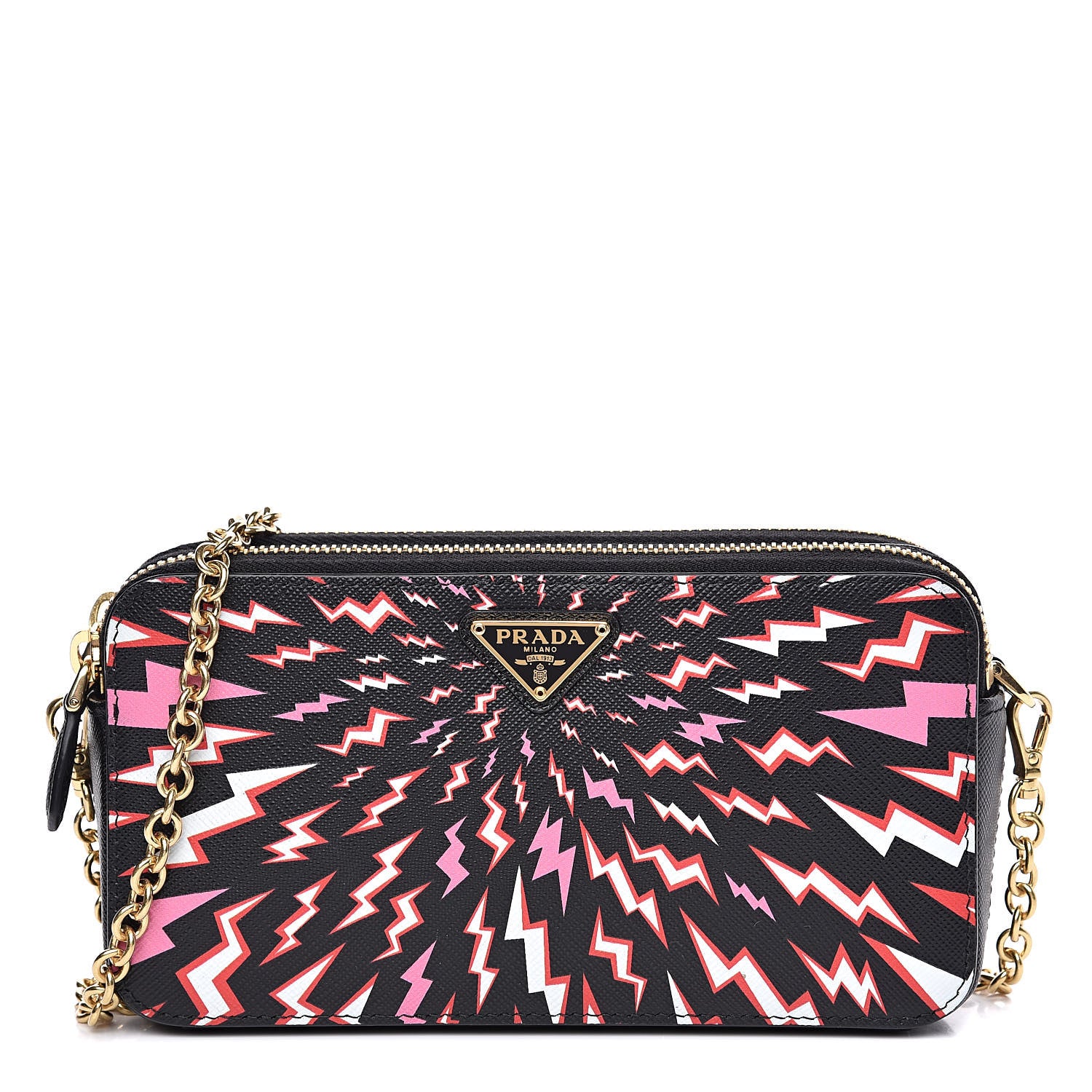 Prada X UNIVERSAL STUDIOS Saffiano Thunder Frankenstein Mini Double Zip Chain Crossbody Bag Lacca 1 of 11