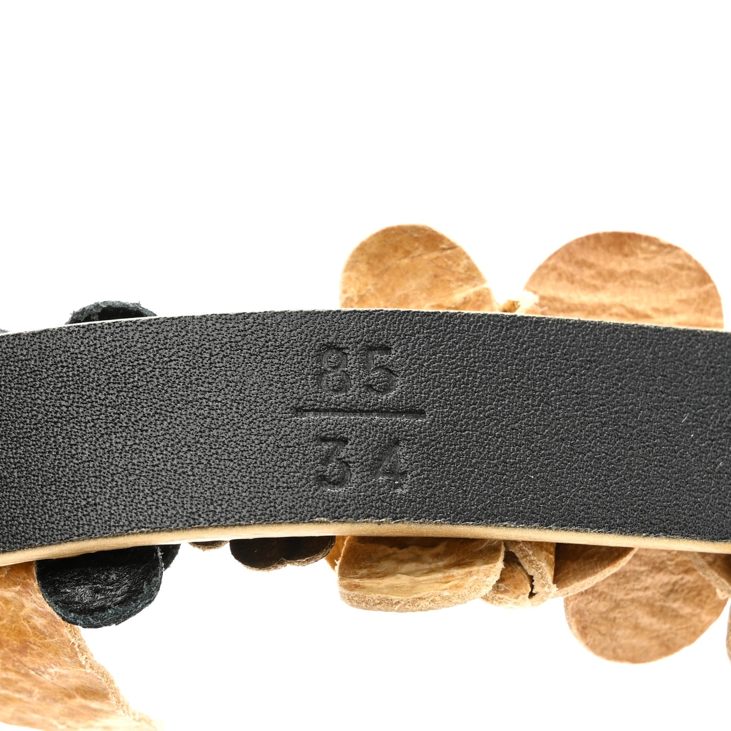 Metallic Lambskin CC Flower Belt 85 34 Gold