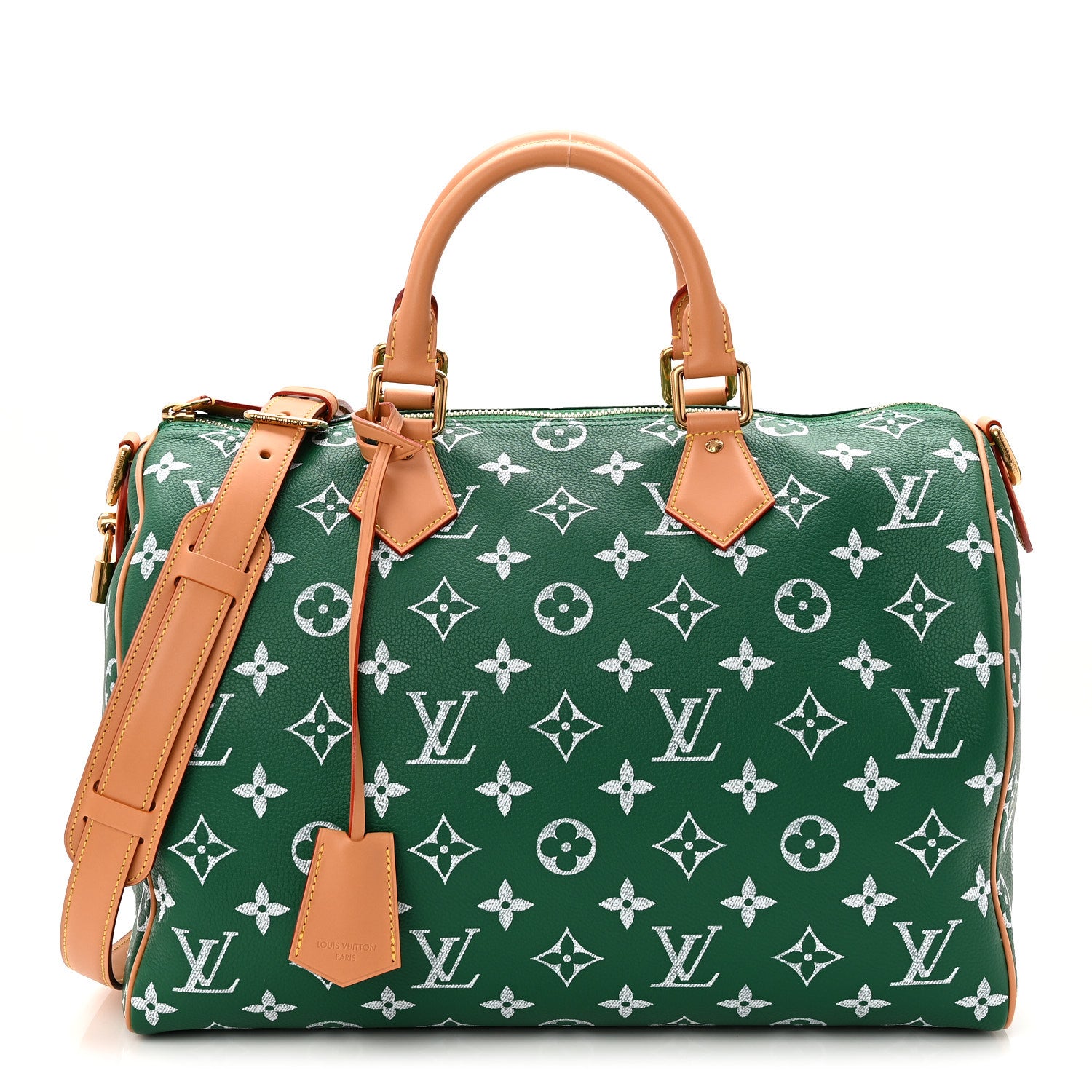 LOUIS VUITTON SPEEDY 40 鍵欠品 Louis Vuitton Calfskin Monogram Speedy P9 Bandouliere 40 Green