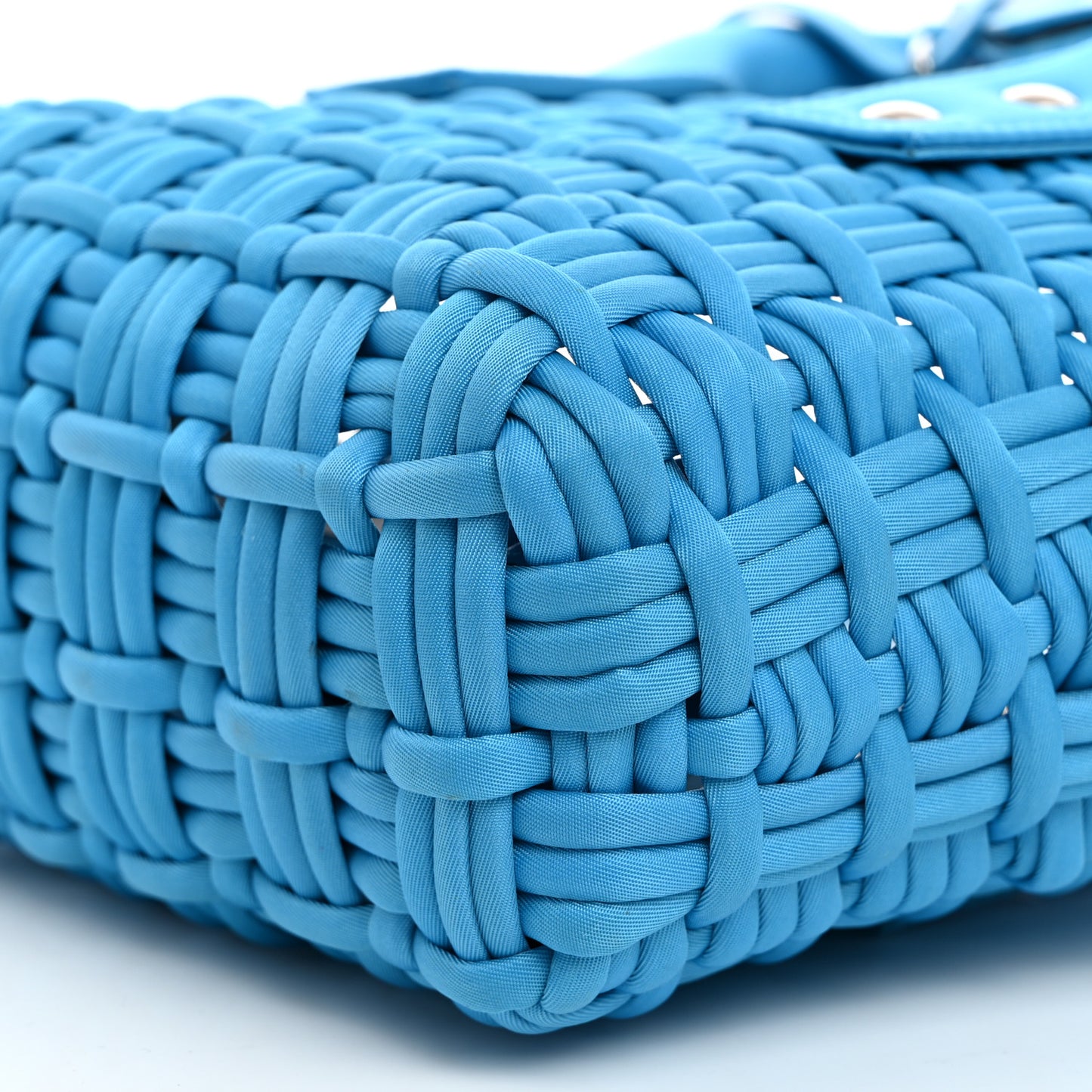 Recycled Nylon Faux Calfskin XXS Bistro Basket Cyan White