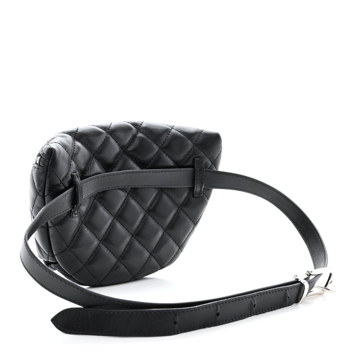 Calfskin Quilted Waist Belt Bag Black