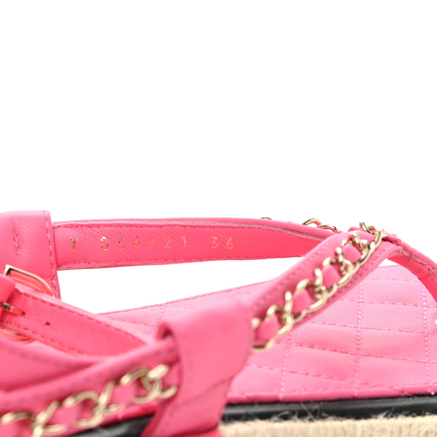 Lambskin Chain CC Thong Espadrille Sandals 36 Pink