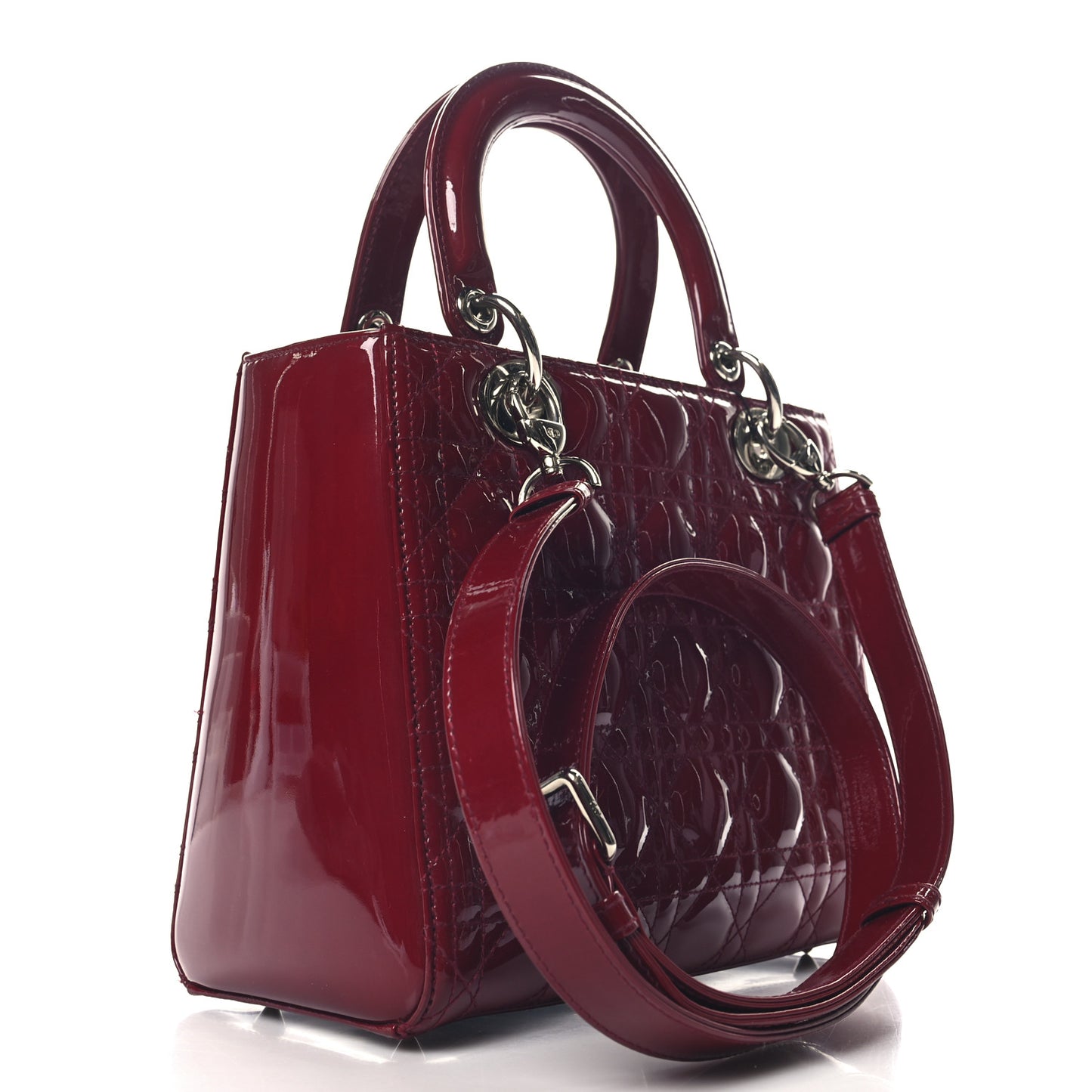 Patent Cannage Medium Lady Dior Red