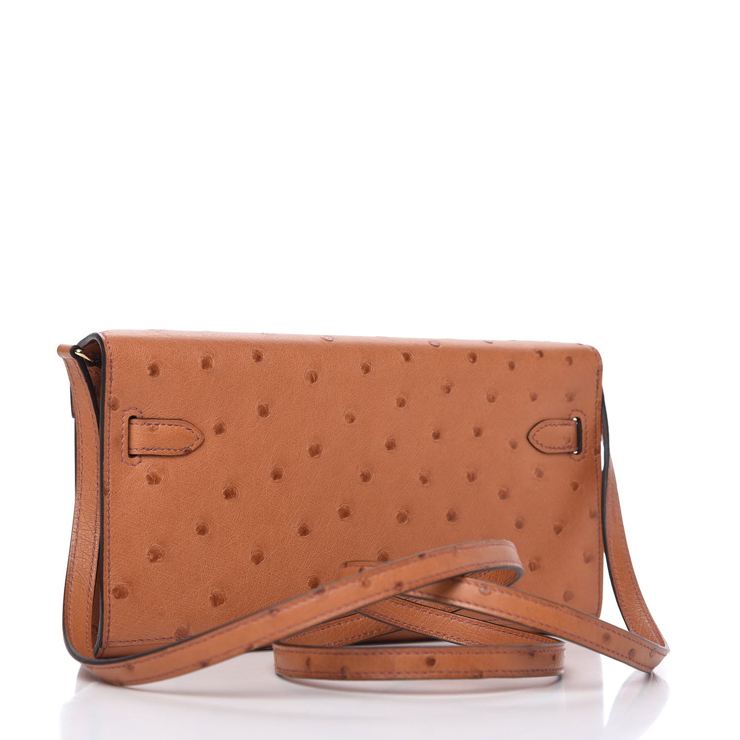 Ostrich Kelly Wallet To Go Gold