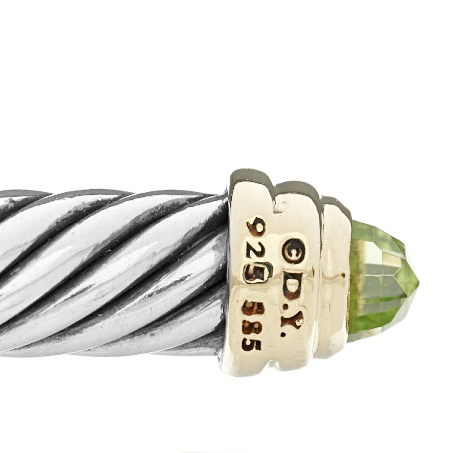 Sterling Silver 14K Yellow Gold Peridot 5mm Cable Classics Petite Color Bracelet
