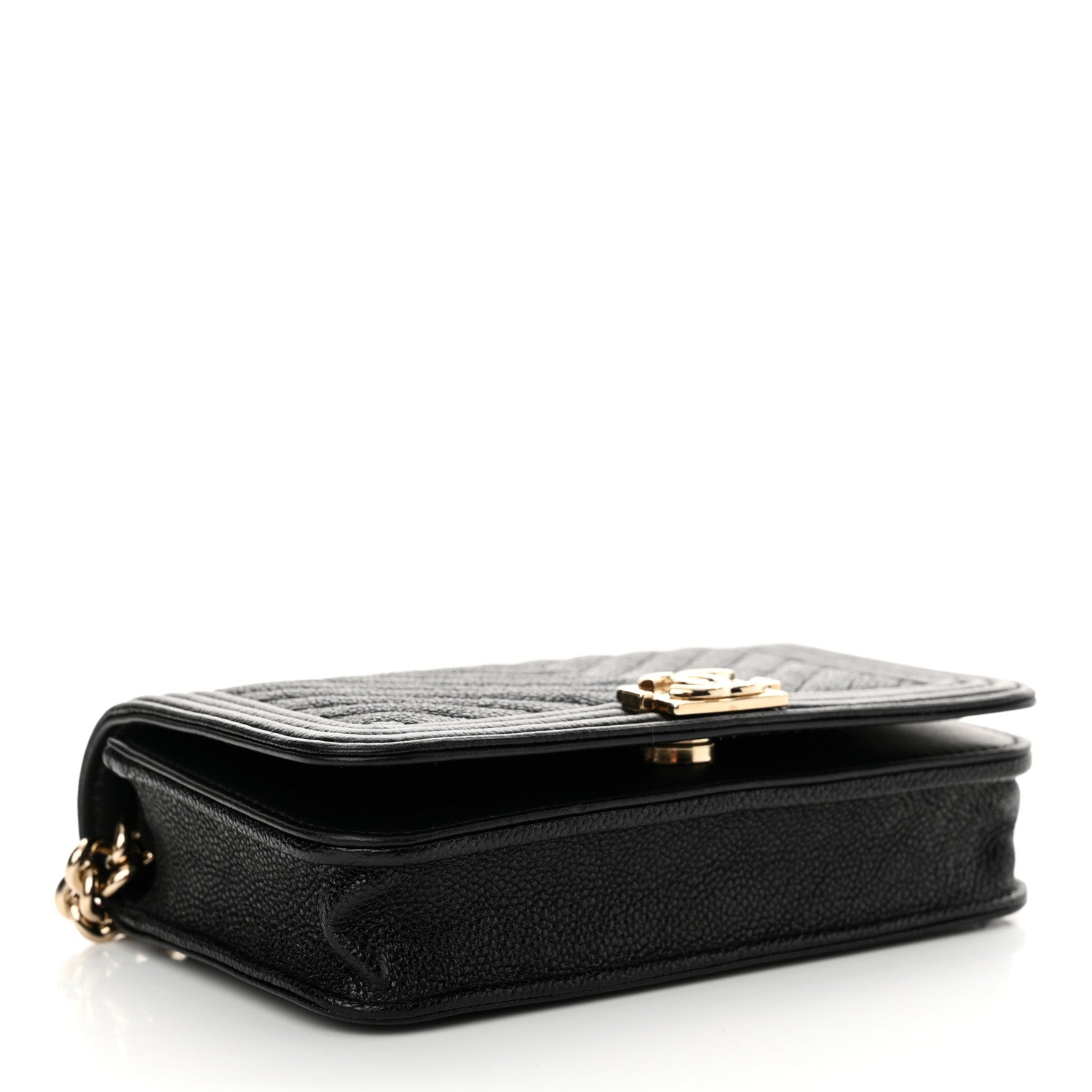 Chanel Caviar Chevron Quilted Mini Boy Wallet On Chain WOC Black 4 of 11