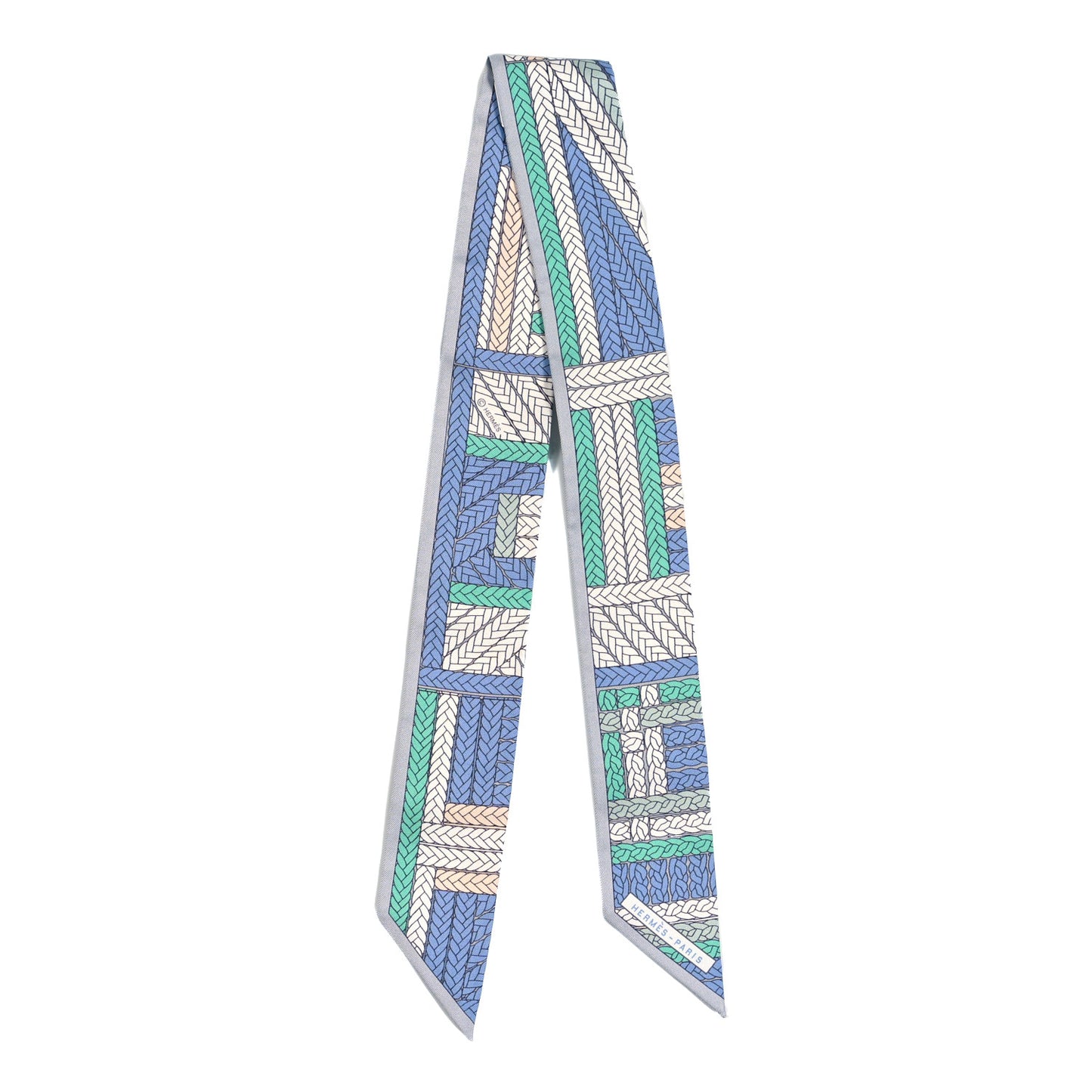 Silk Tresses H Twilly Bleu Jean Gris Perle