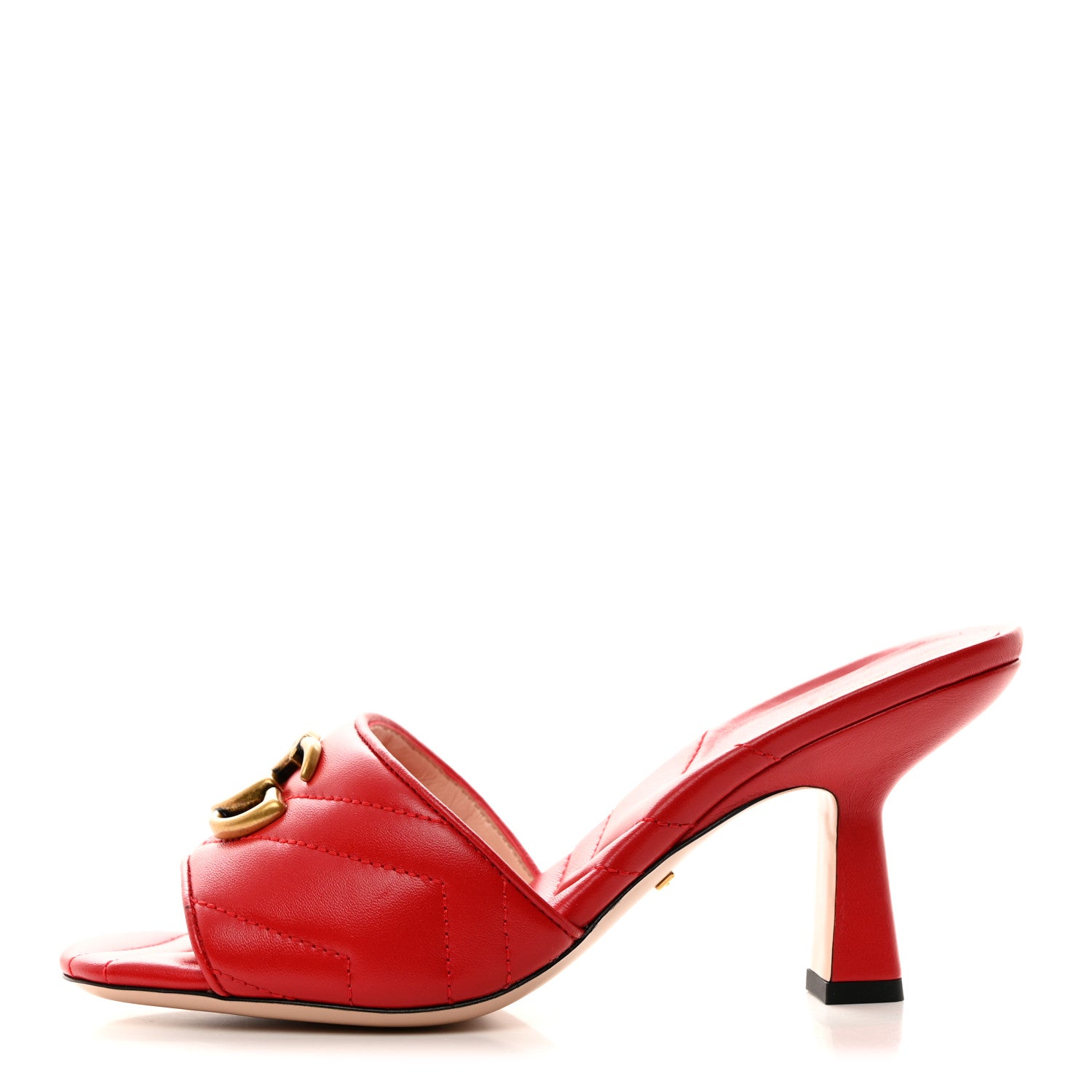 Gucci Nappa Matelasse GG Marmont 75mm Slide Sandals 36 Maple Red 1 of 9