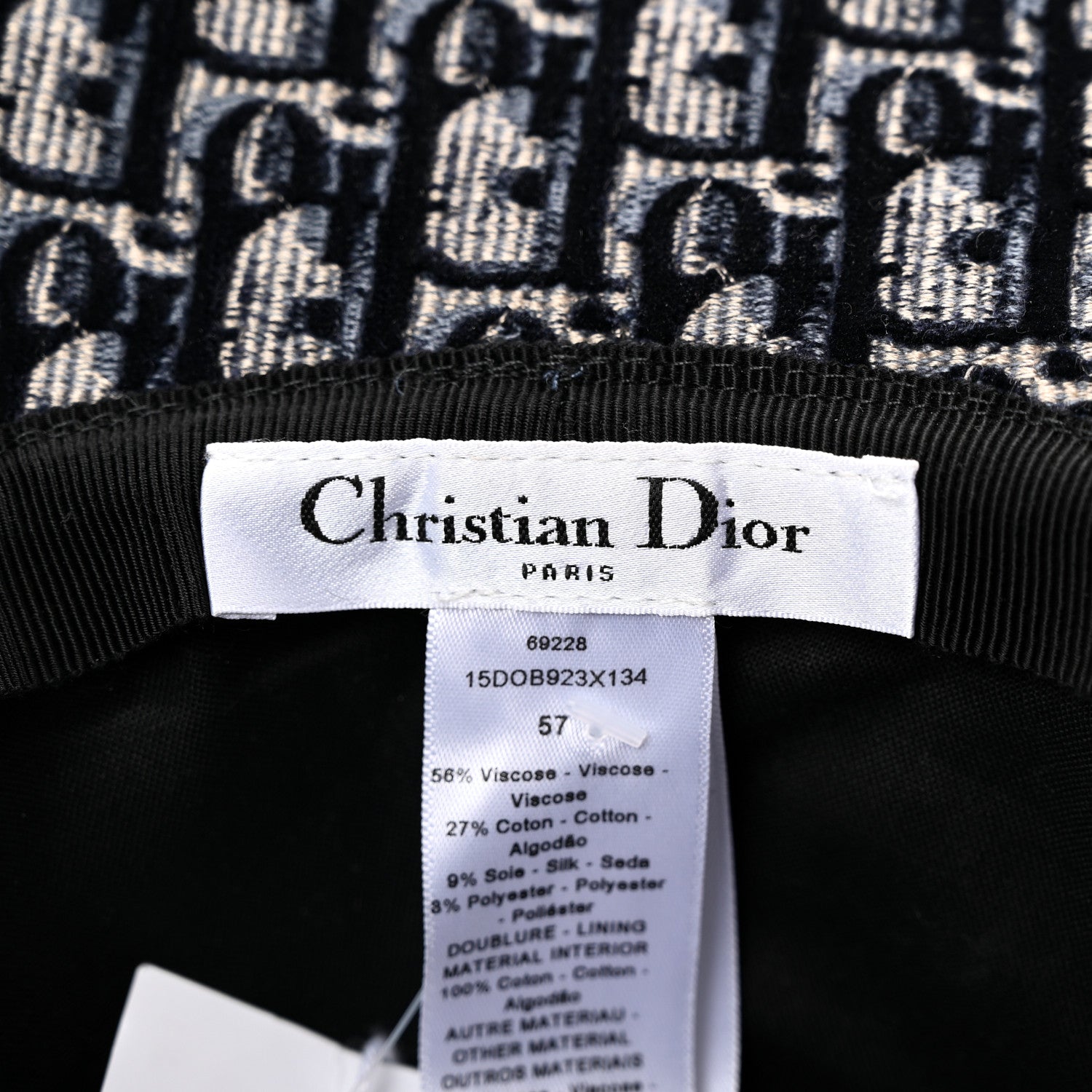 Christian Dior Velvet Oblique Large Brim Bucket Hat 57 Bleu Red 7 of 8