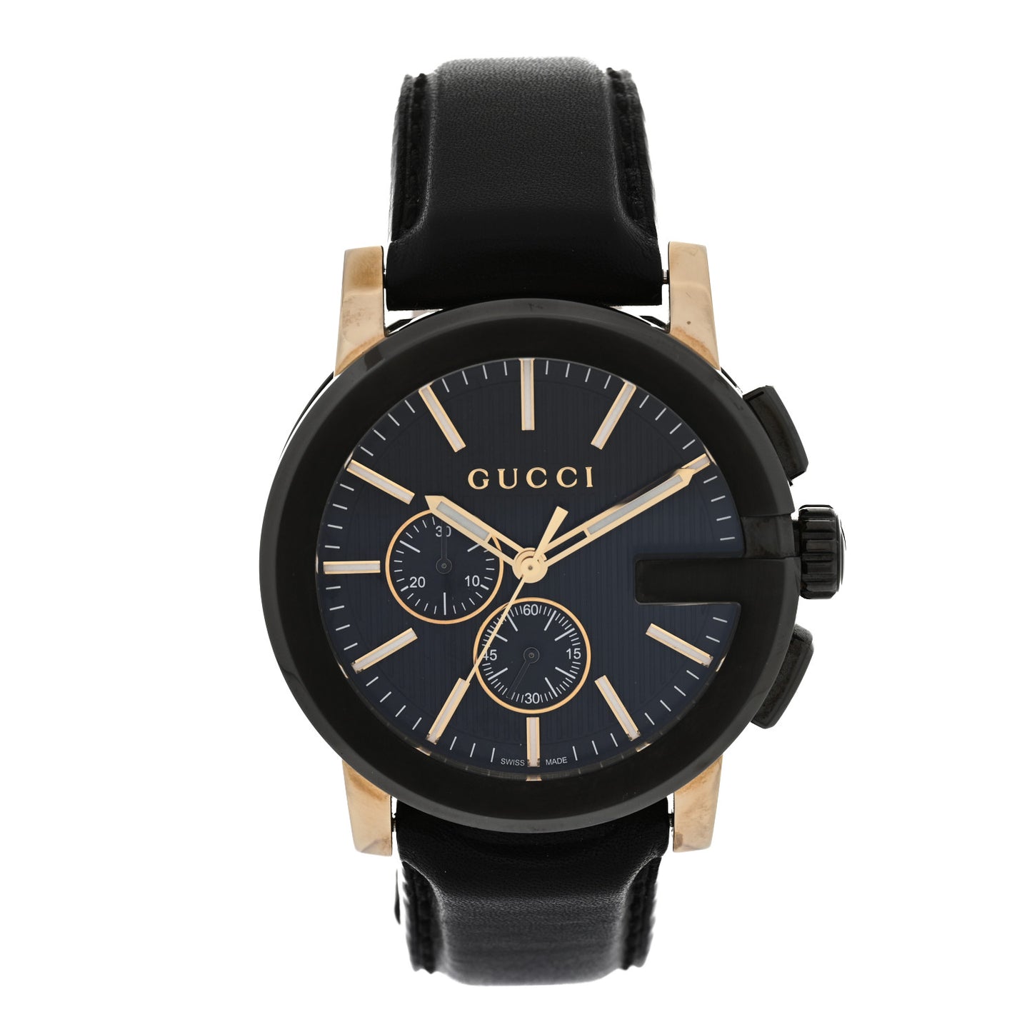 PVD Stainless Steel Calfskin 44mm G-Chrono Quartz Watch Black