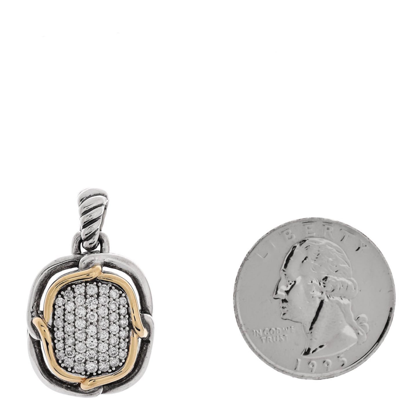 Sterling Silver 18K Yellow Gold Pave Diamond 14mm Labyrinth Pendant