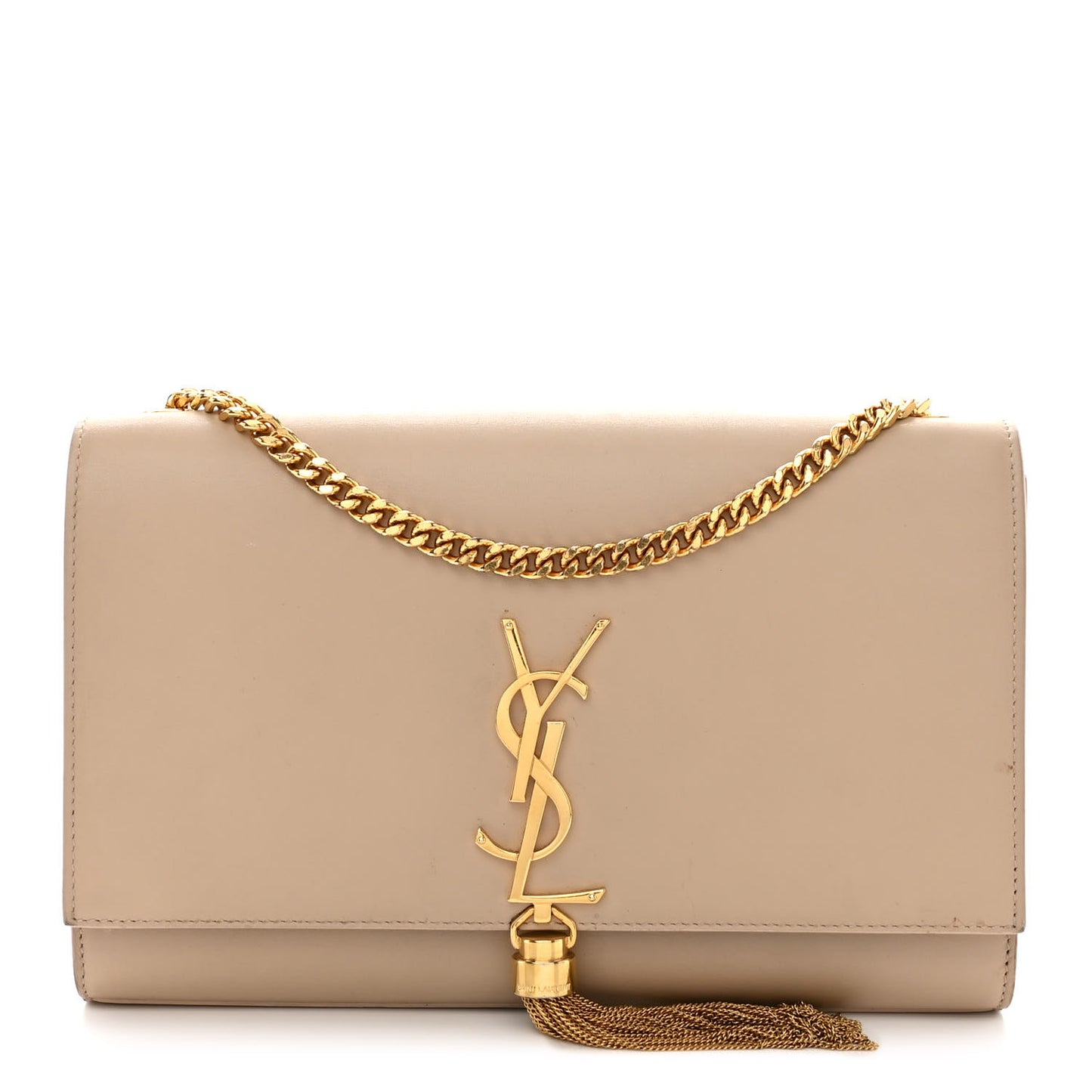Smooth Calfskin Medium Classic Monogram Kate Tassel Satchel Nude Powder