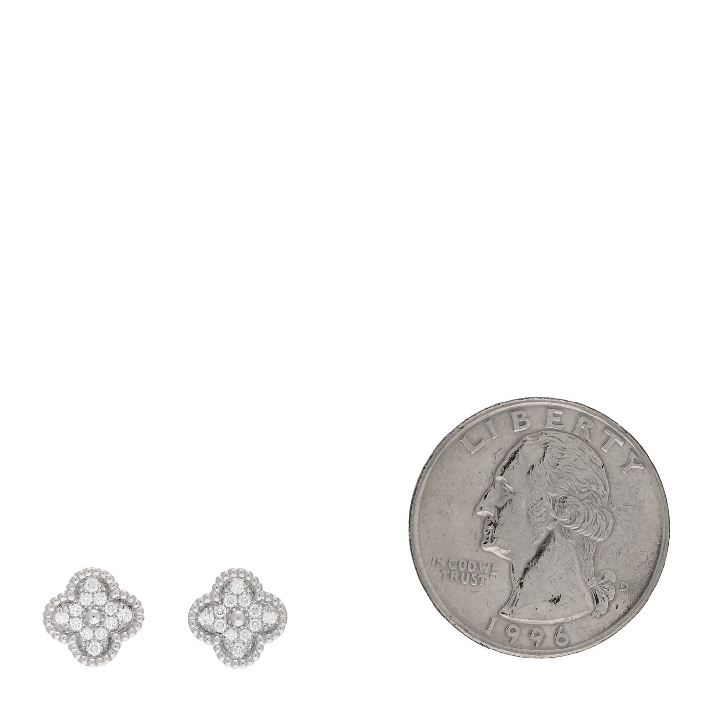 18K White Gold Diamond Sweet Alhambra Earrings