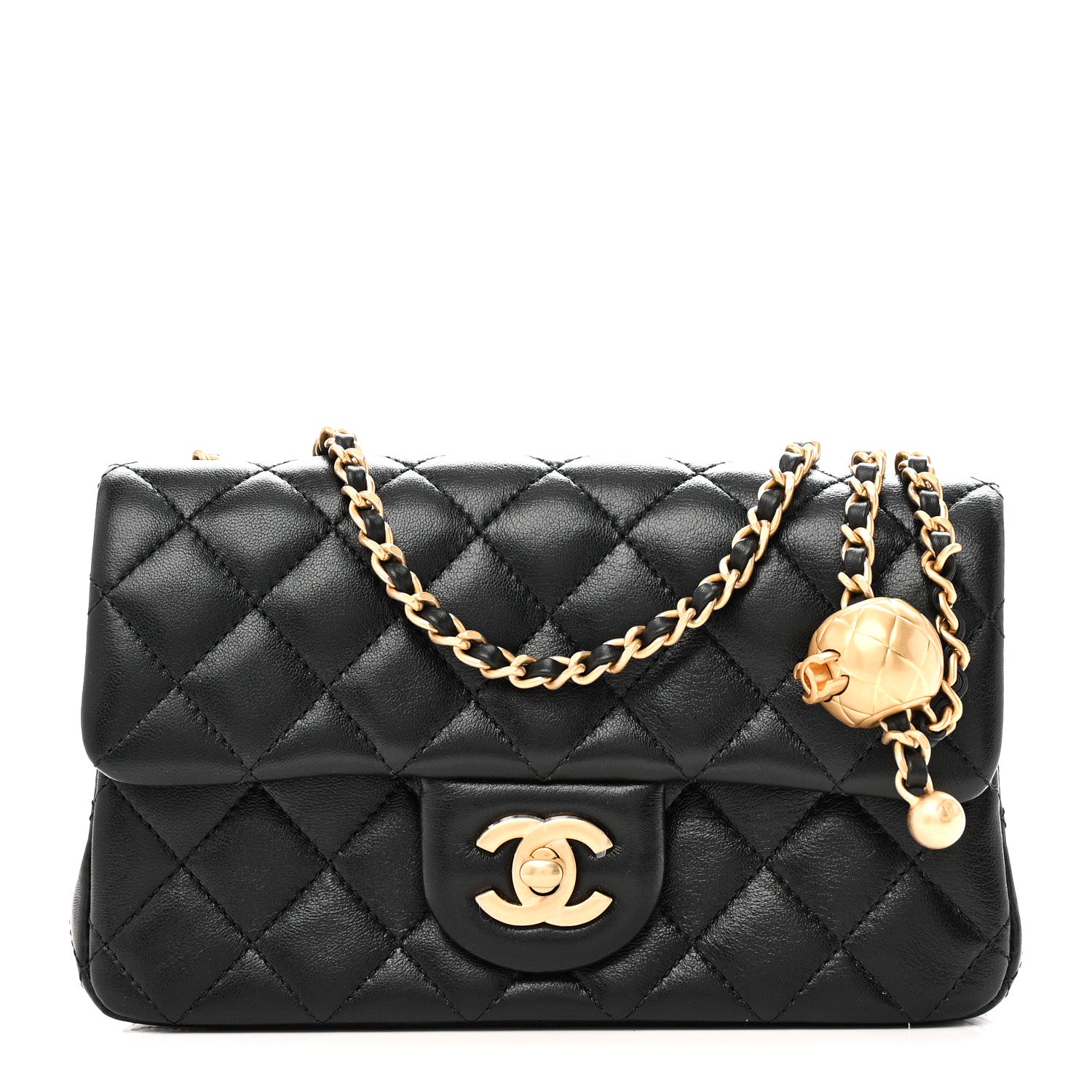 Chanel Lambskin Quilted Mini Rectangular Pearl Crush Flap Black