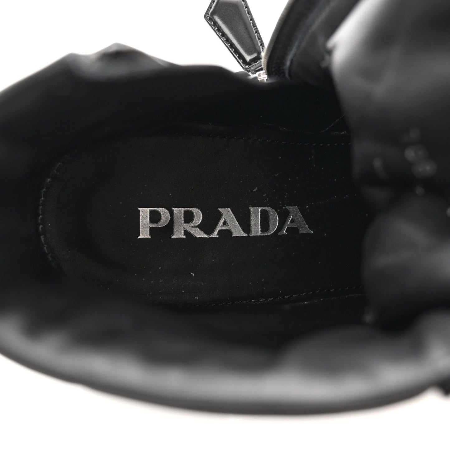 Spazzolato Re-Nylon Metal Triangle Logo Lace Up 55mm Ankle Boots 38.5 Black