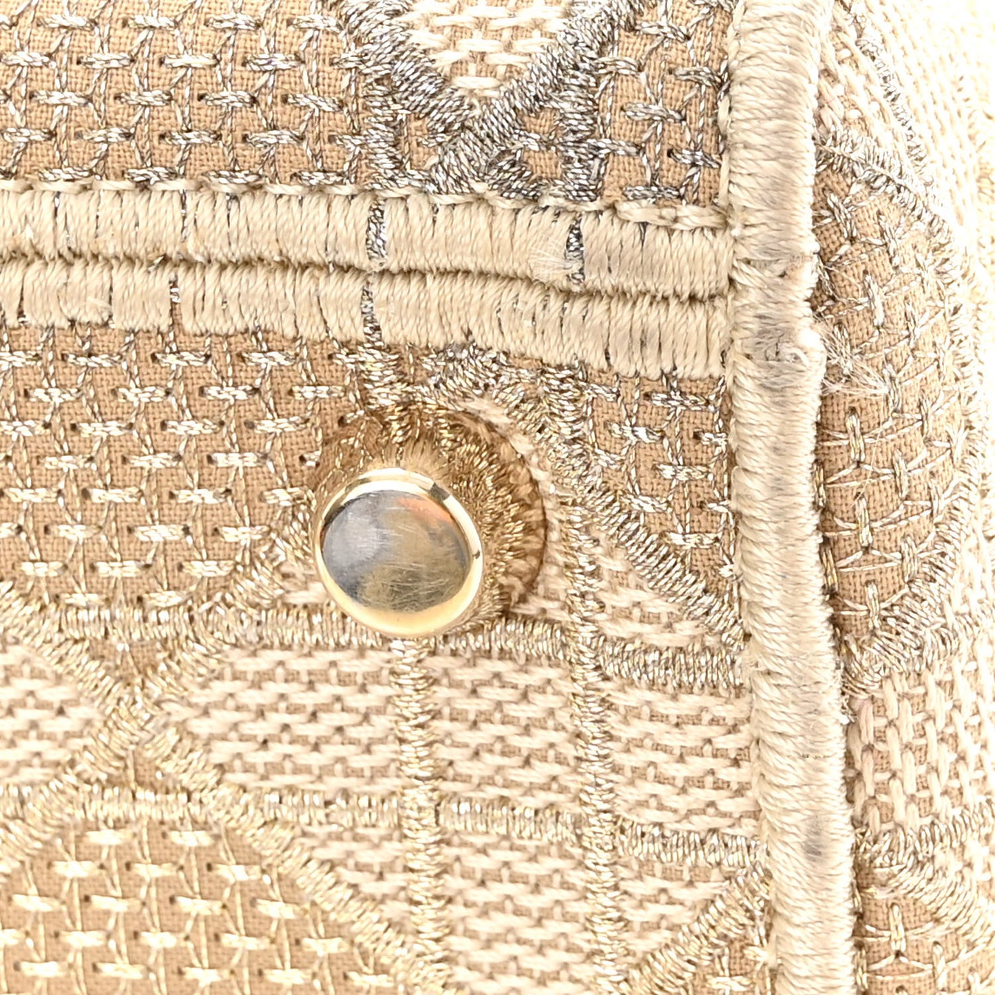 Canvas Embroidered Cannage Medium Lady D-Lite Beige