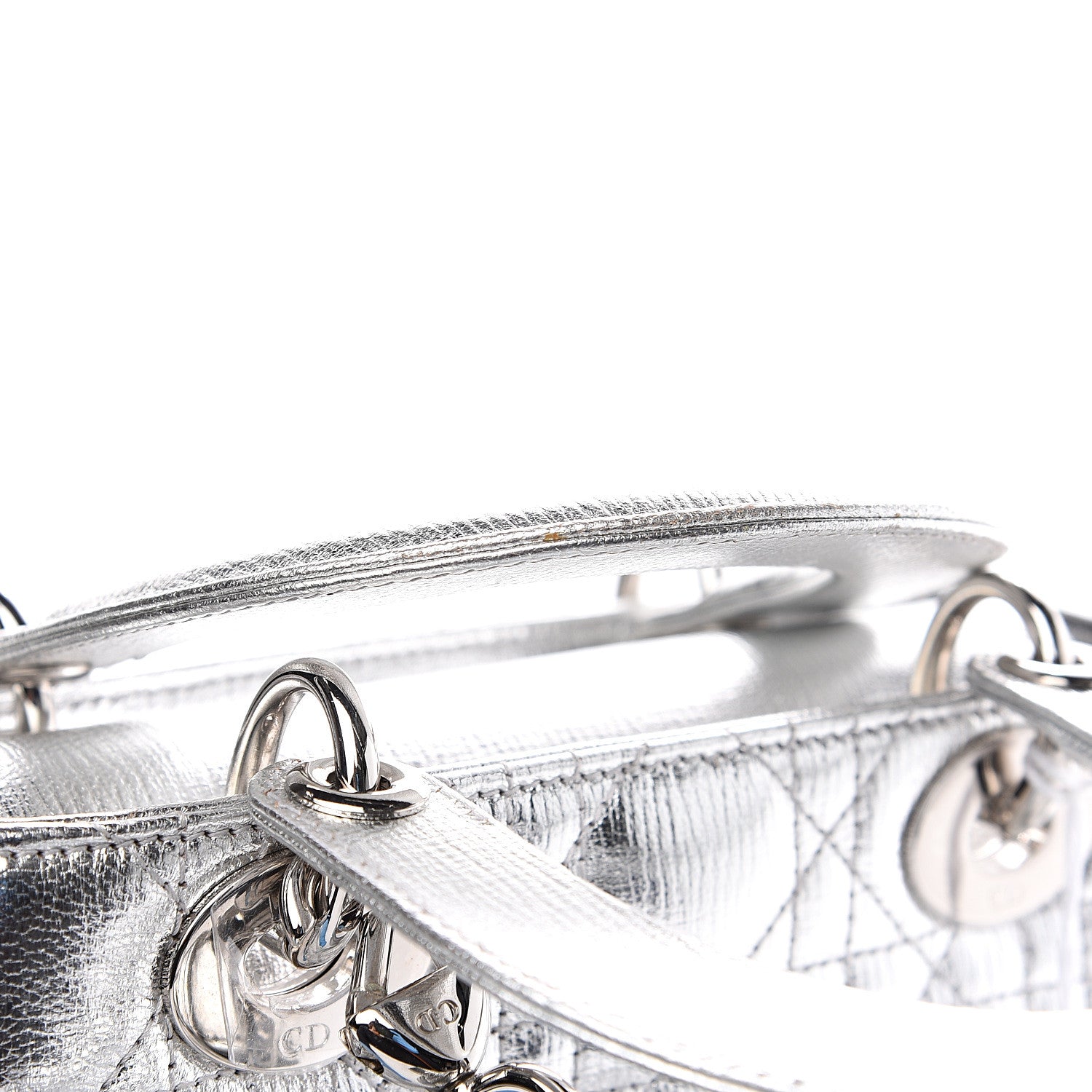 Christian Dior Metallic Grained Calfskin Cannage My ABCDior Lady Dior Silver 6 of 9