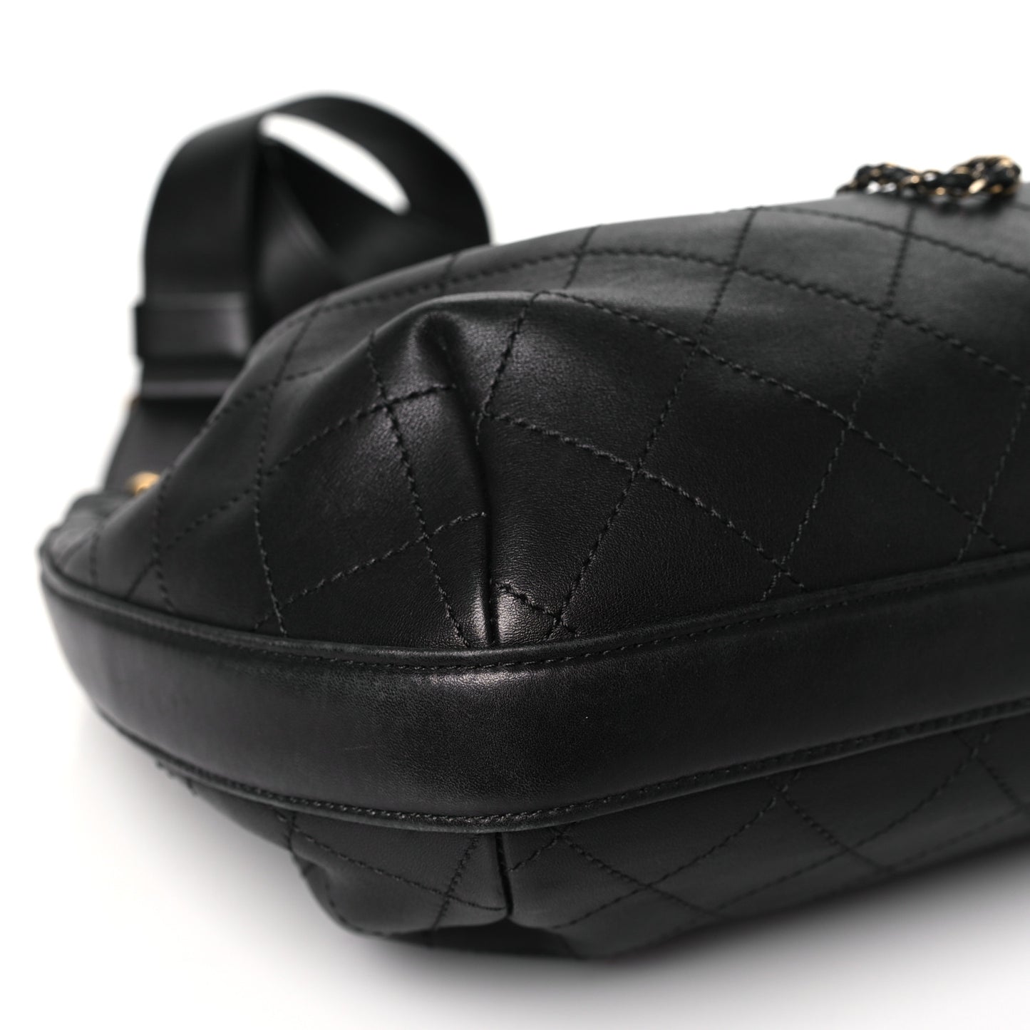 Calfskin Stitched Small Paris Rome Drawstring CC Bag Black