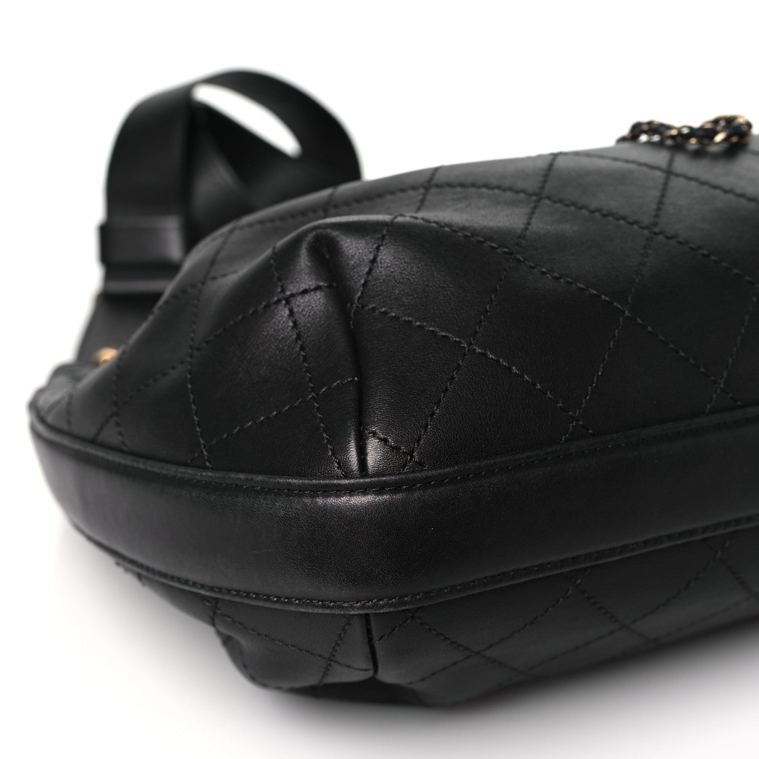 Chanel Calfskin Stitched Small Paris Rome Drawstring CC Bag Black 9 of 10