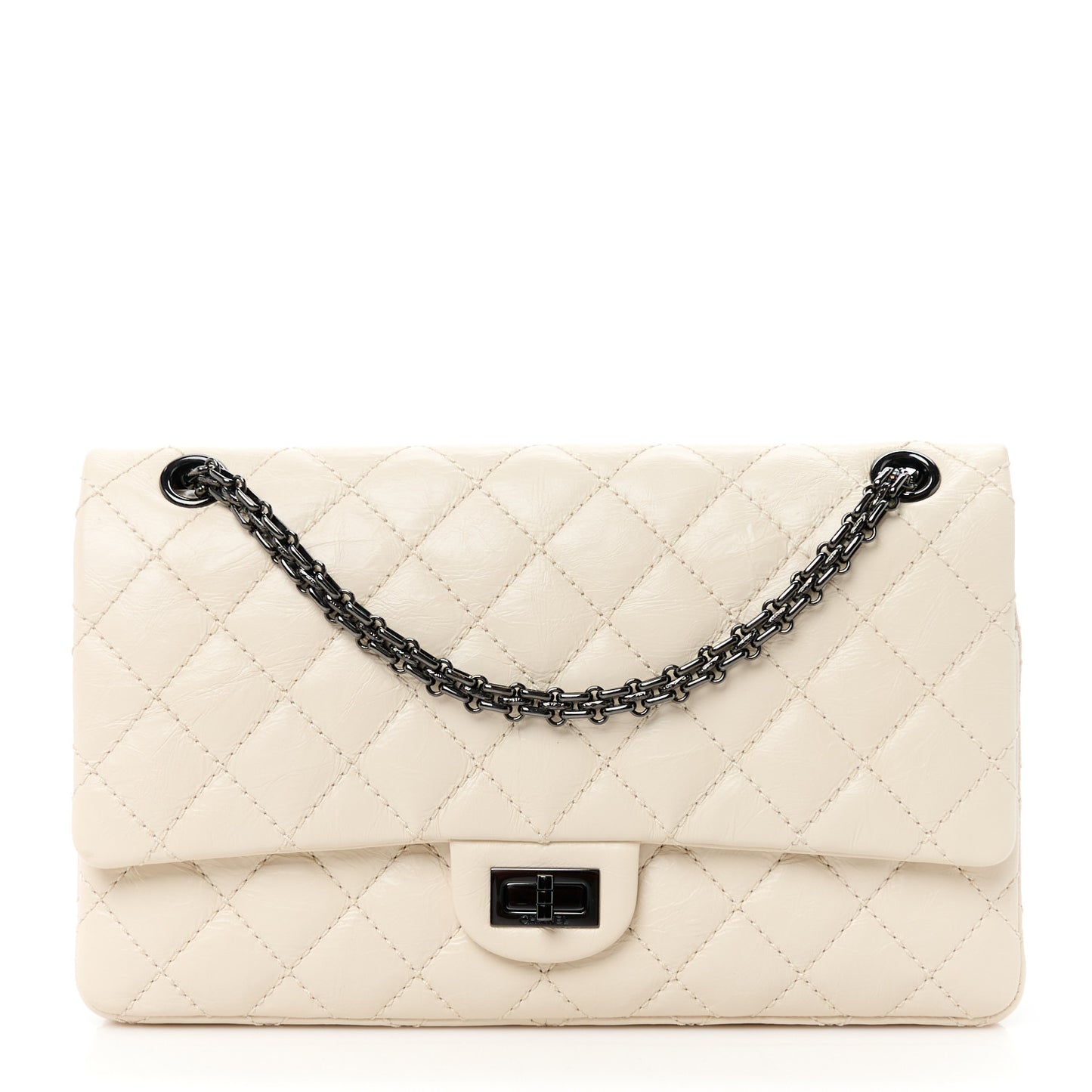 Aged Calfskin Quilted 2.55 Reissue 227 Flap White