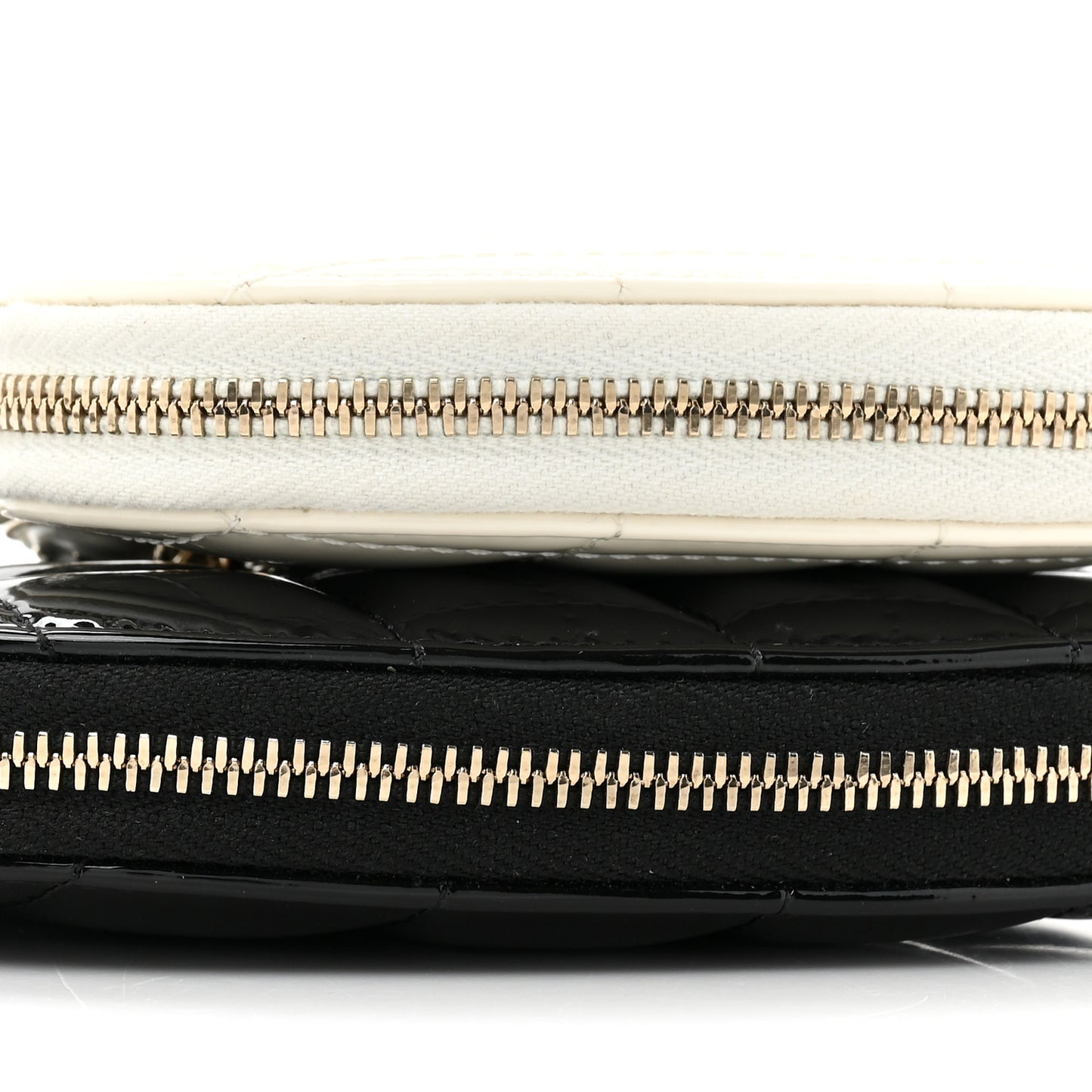 Patent Calfskin Resin Quilted CC Heart Clutch With Chain Black