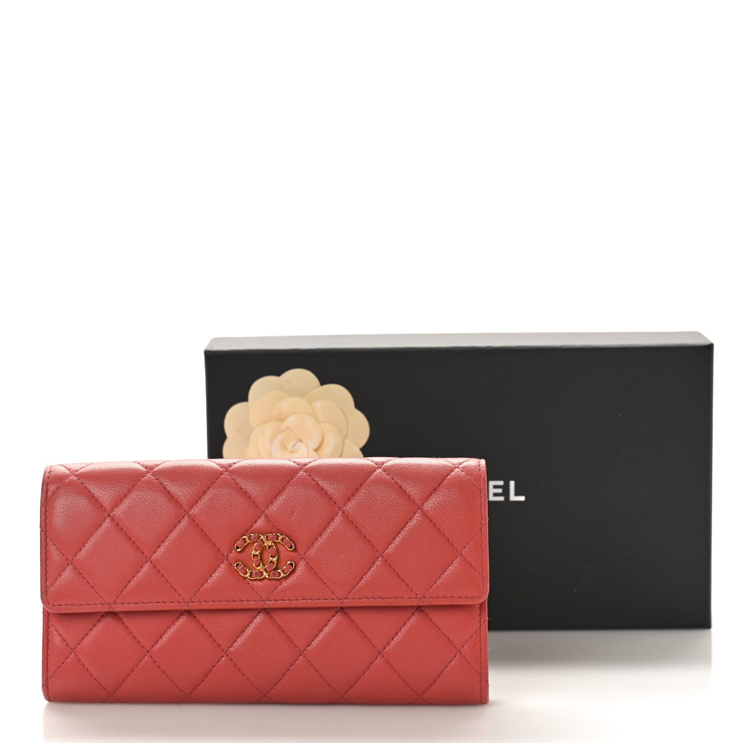 Chanel Lambskin Quilted Medium Chanel 19 Flap Wallet Pink 11 of 11