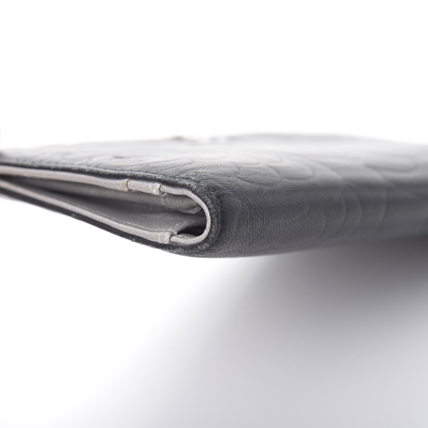 Chanel Lambskin Camellia Embossed Yen Wallet Black 10 of 11