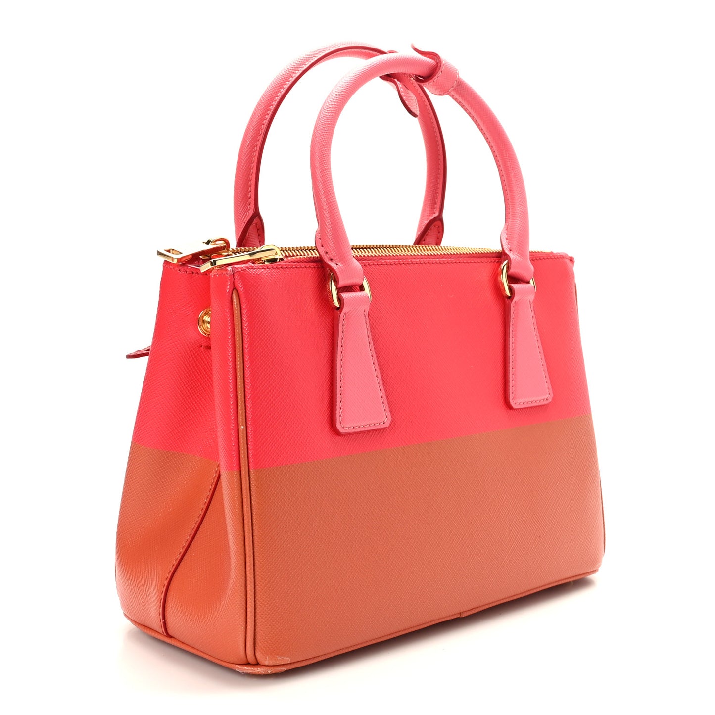 X ALEX DA CORTE Saffiano Special Edition Small Galleria Double Zip Tote Rame Fragola
